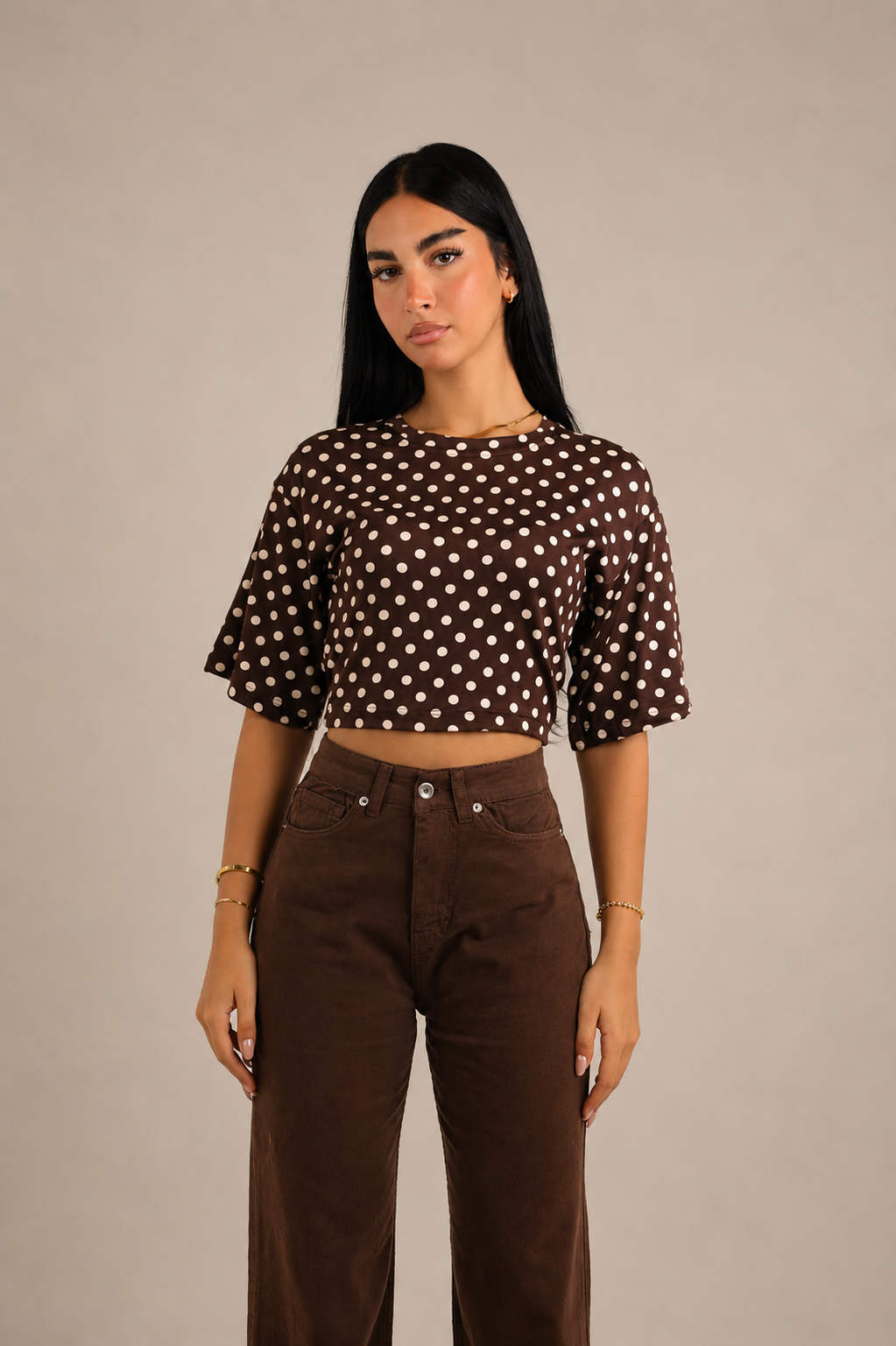 Cropped Polka Dot T-Shirt