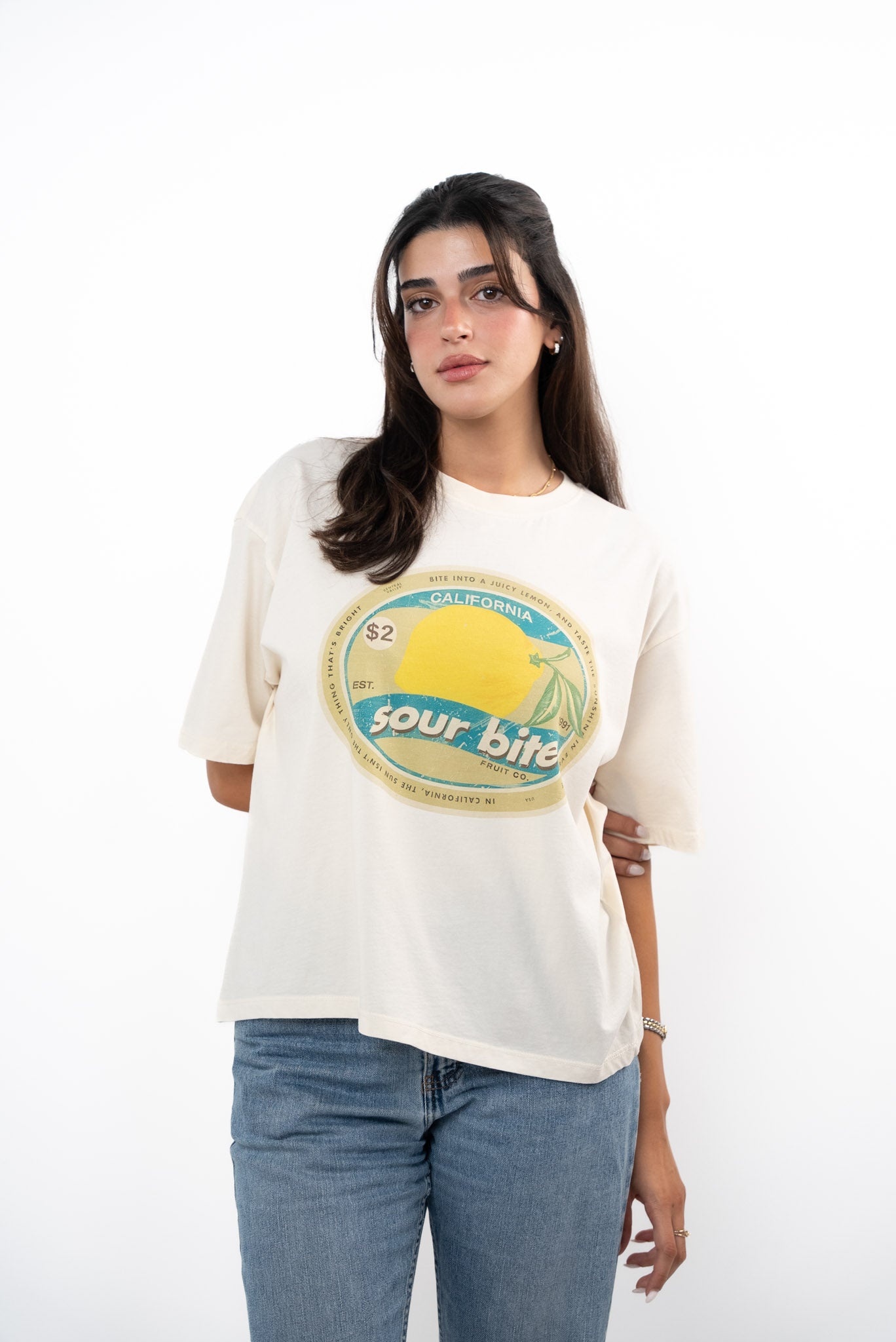 Lemon Print "sour bite"T-shirt