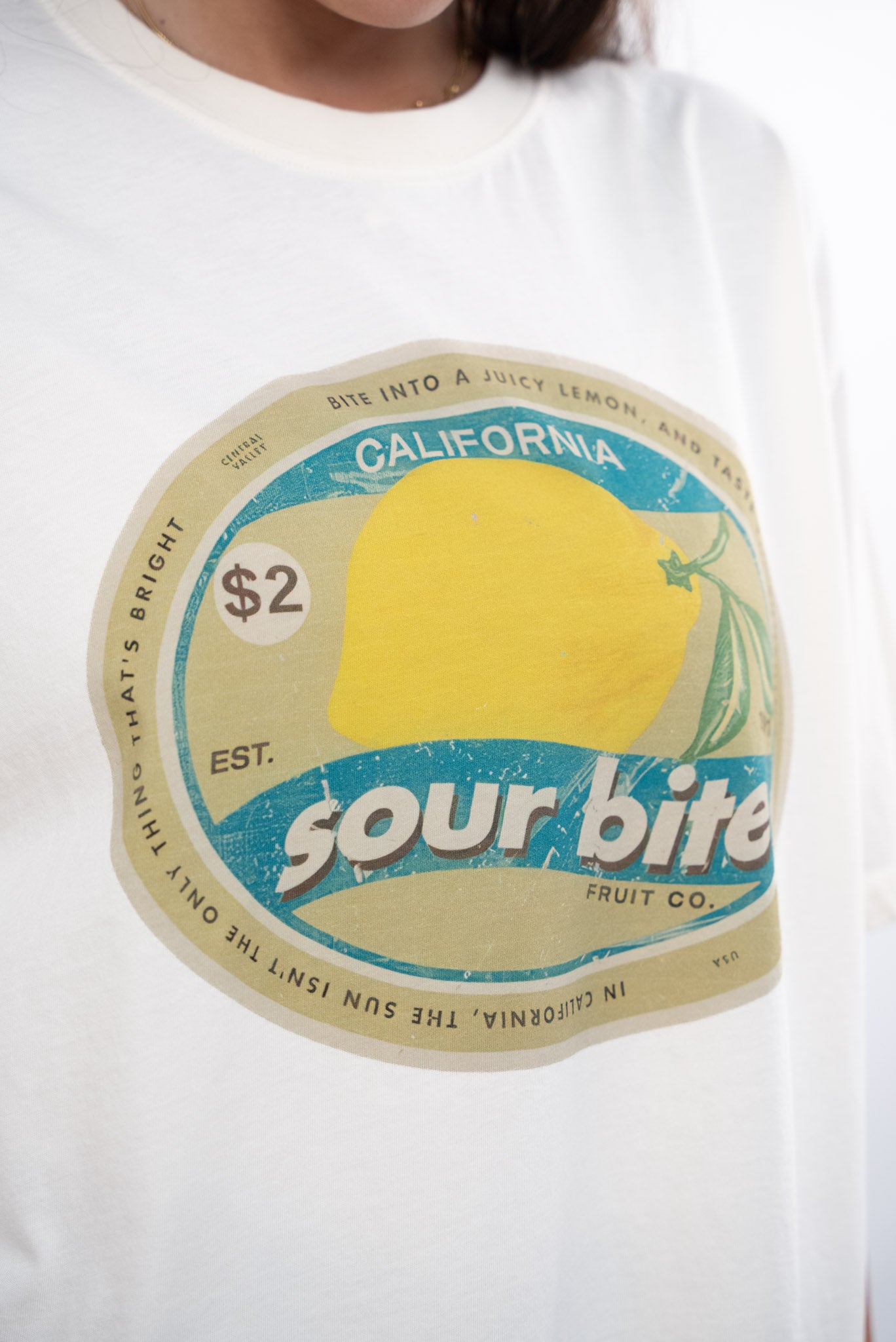 Lemon Print "sour bite"T-shirt