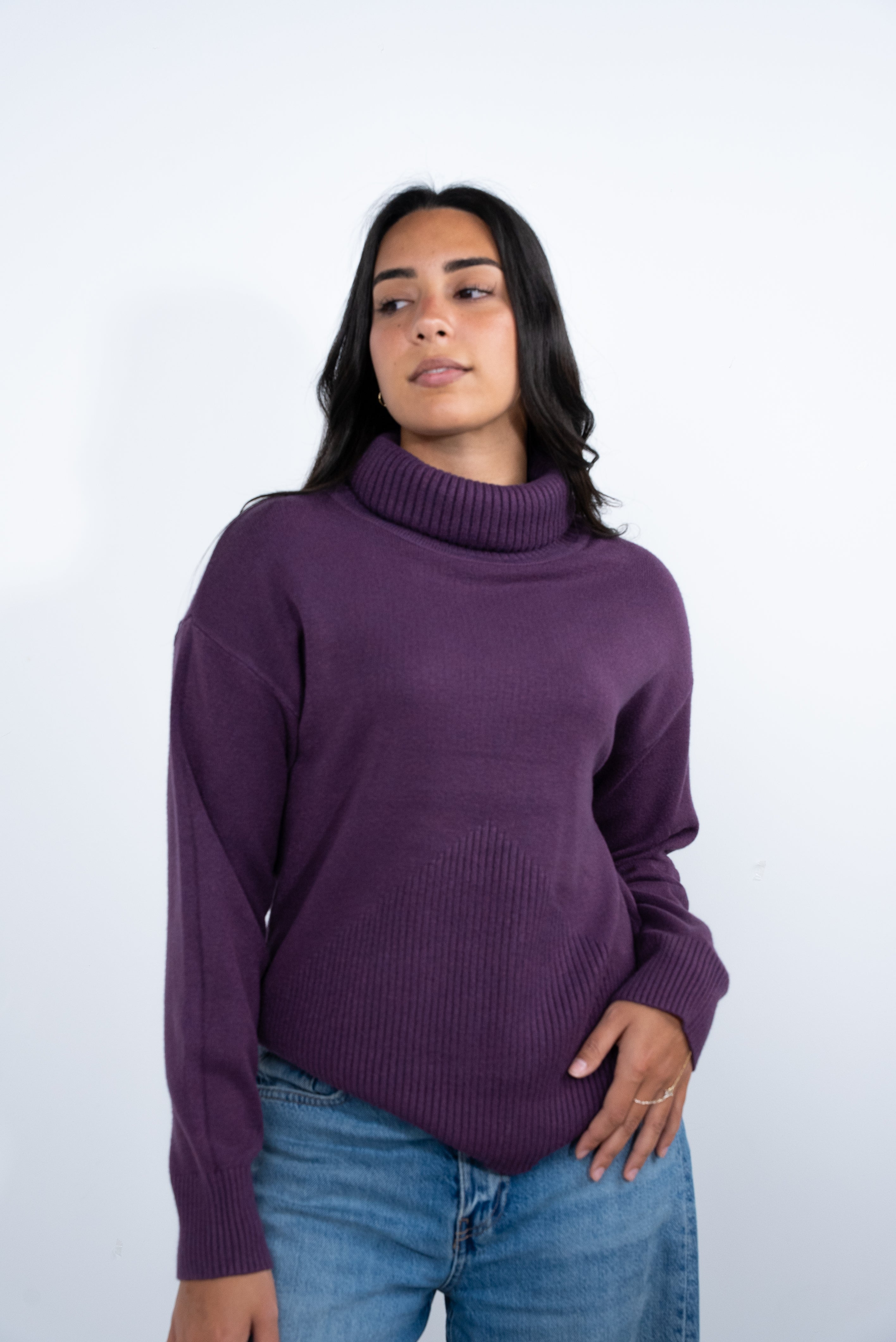 High neck wool blouse