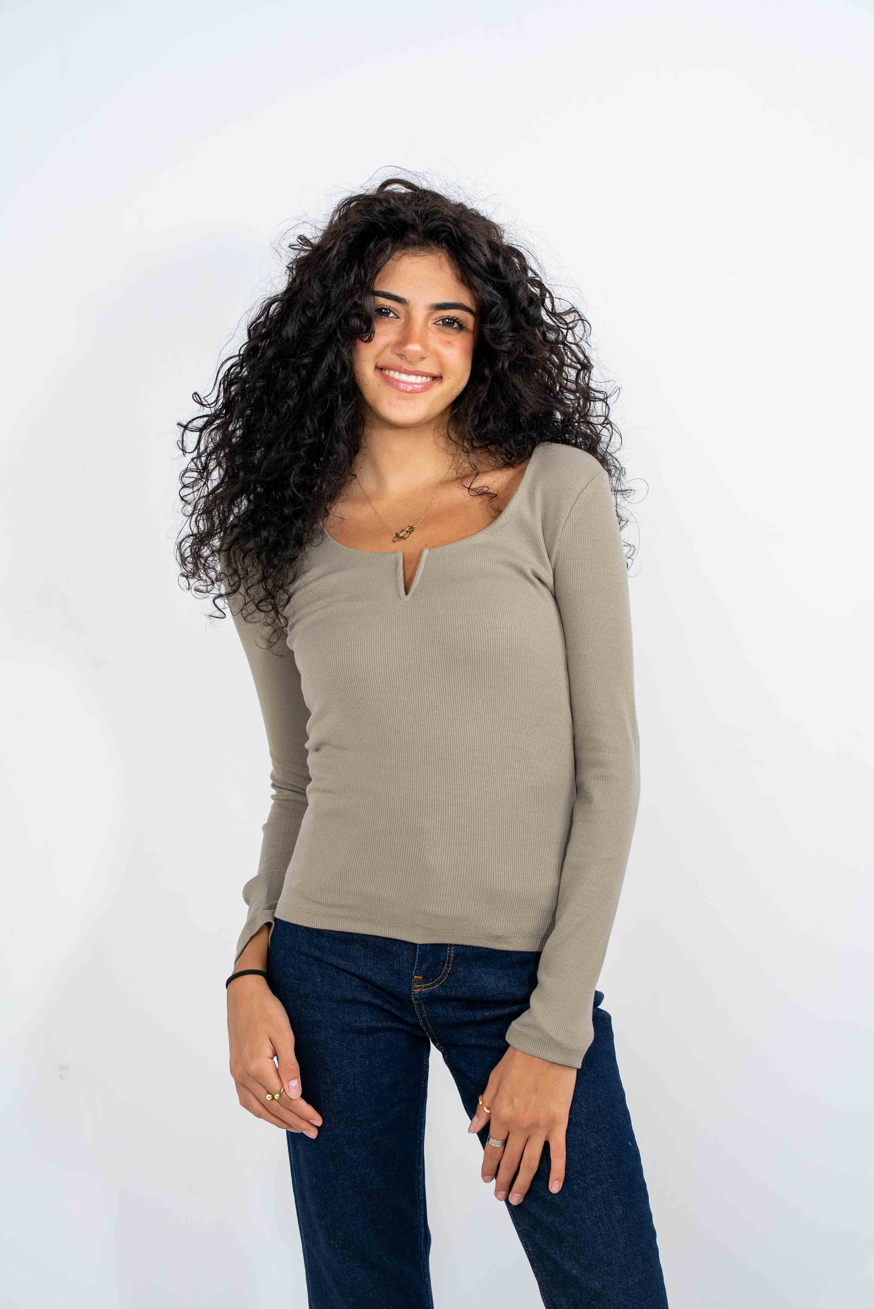 Olive Essential V-Neck Top