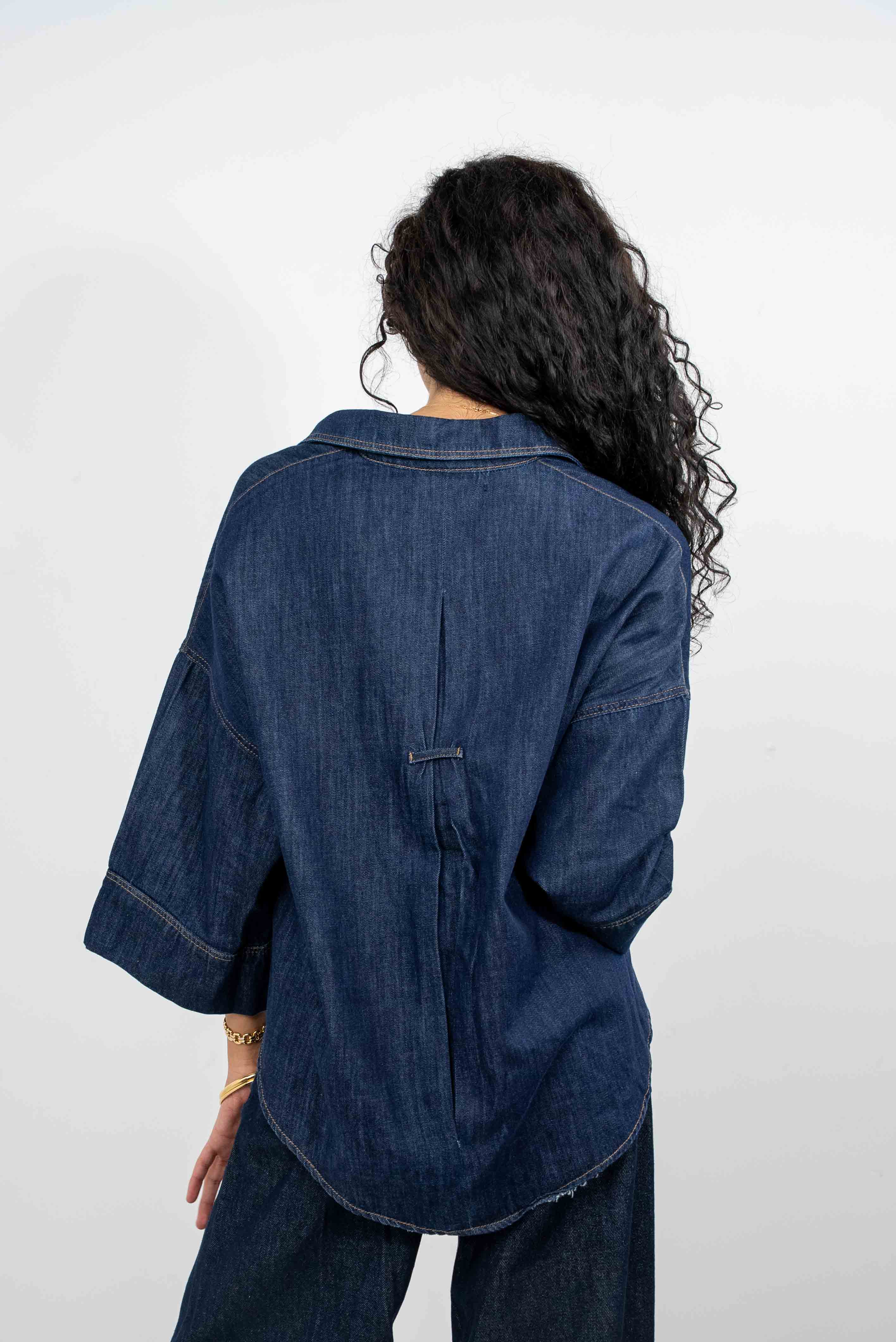 Oversized denim shirt