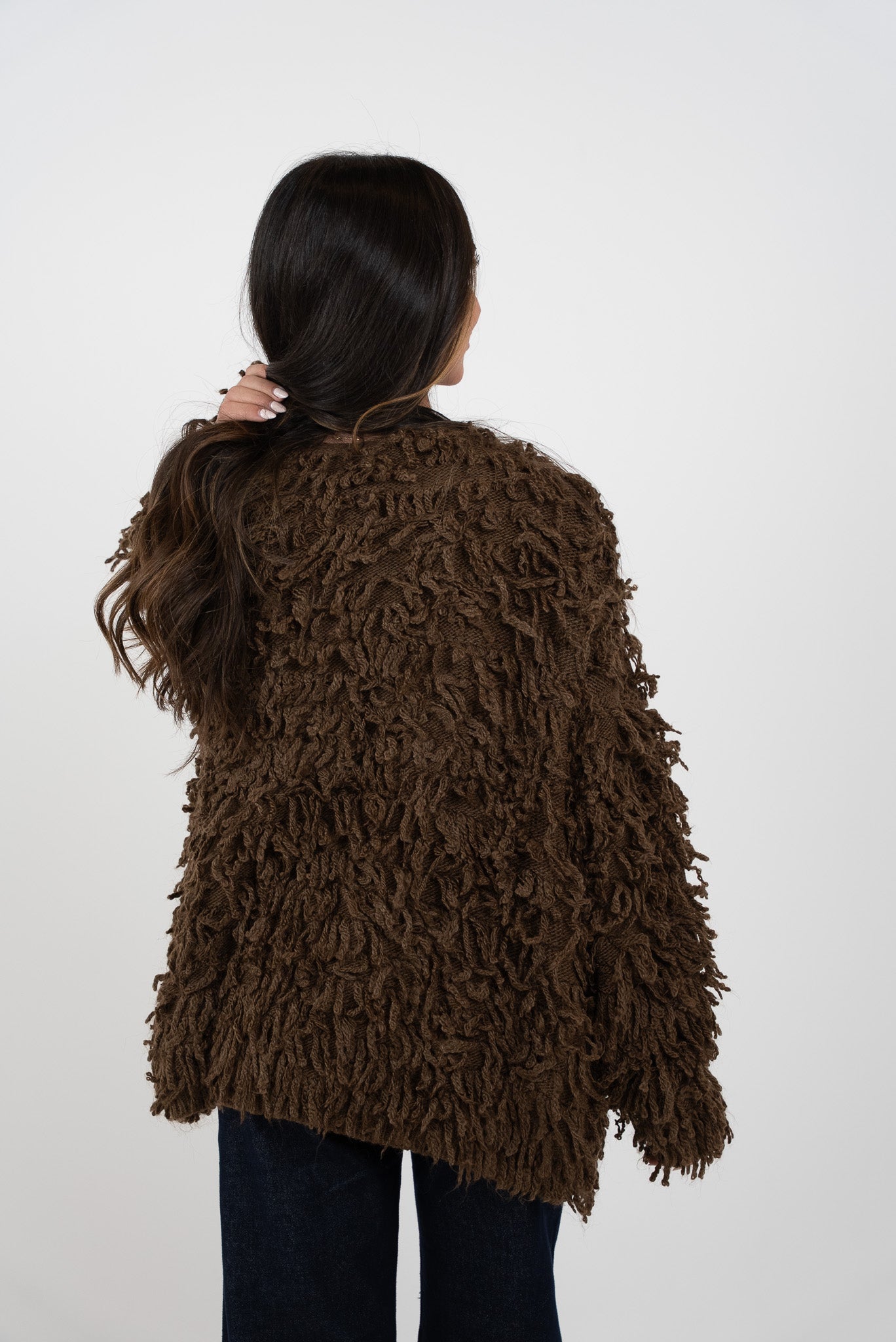 Medium open fringed cardigan