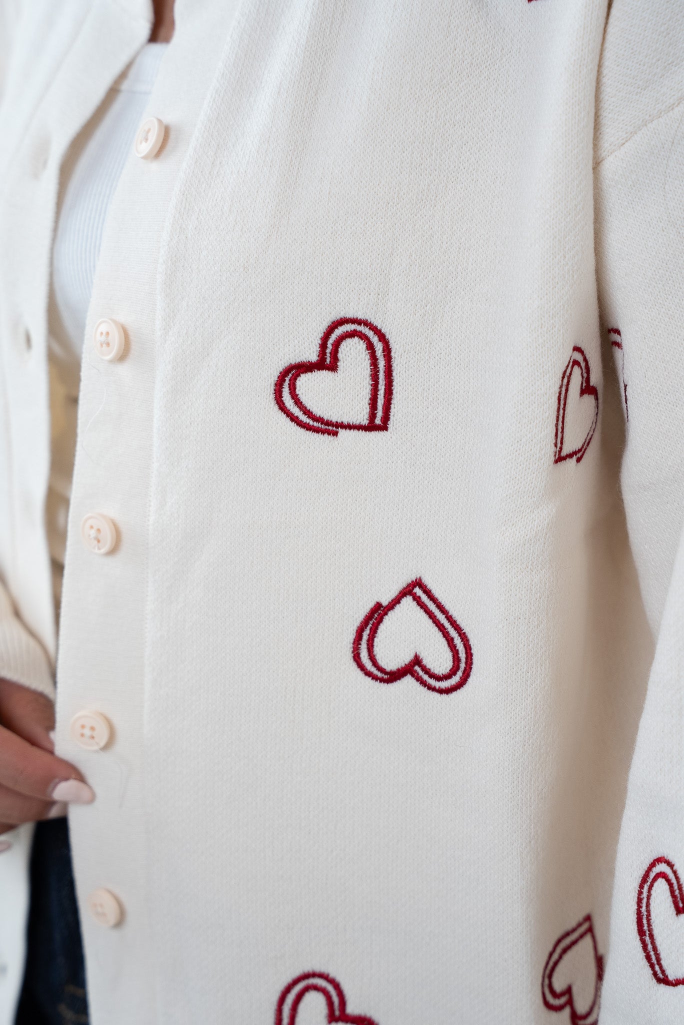 Heart Print Tricot Sweater