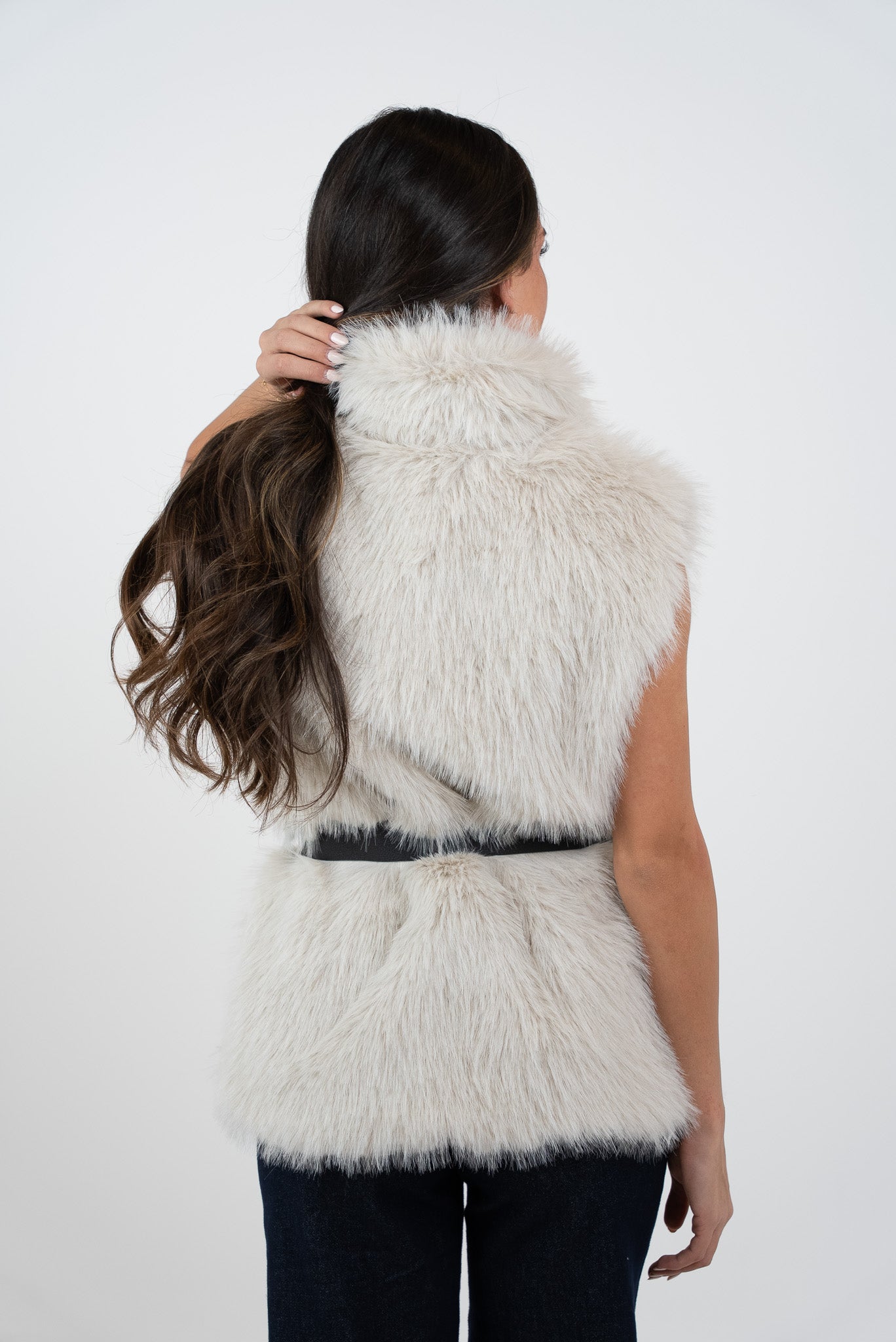 Fur vest with belt