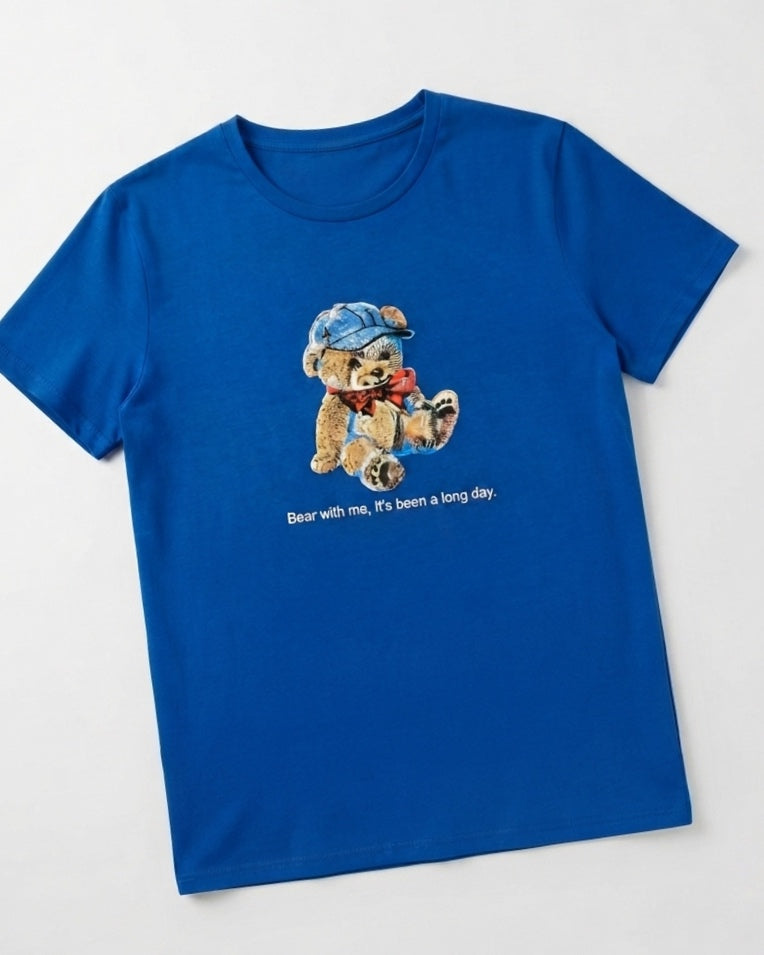 Blue T-shirt with a bear print