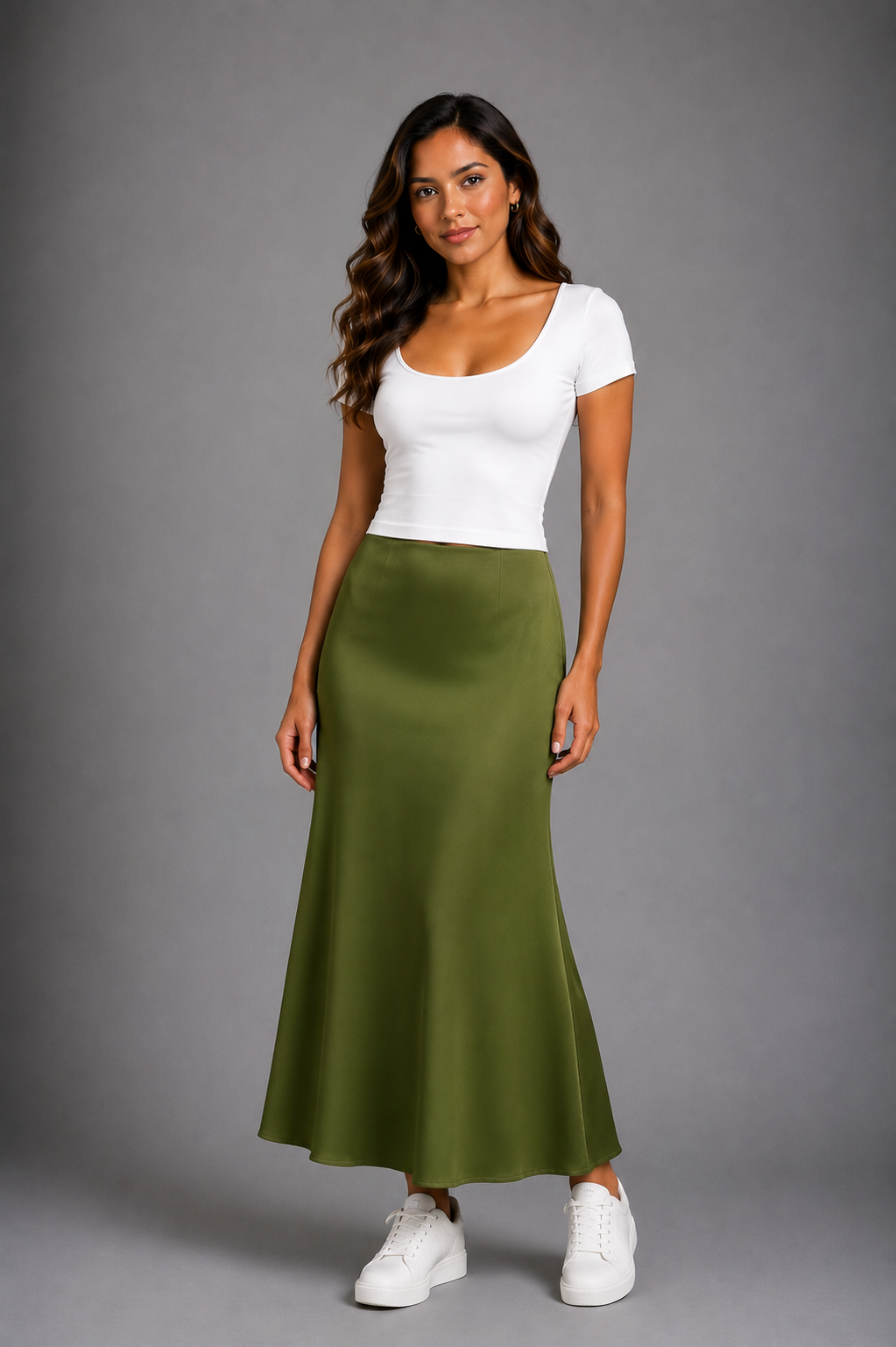 Long satin skirt