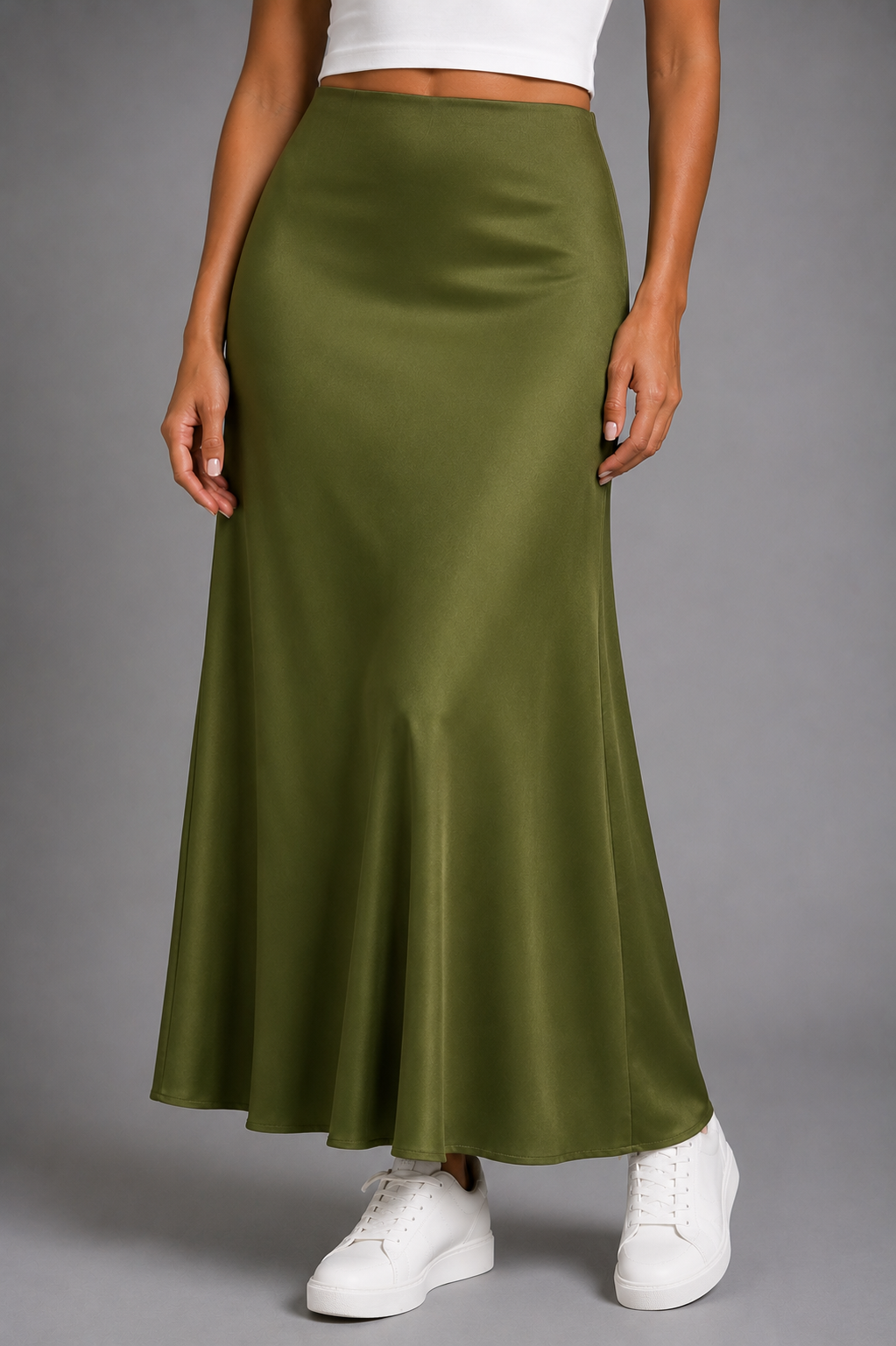 Long satin skirt