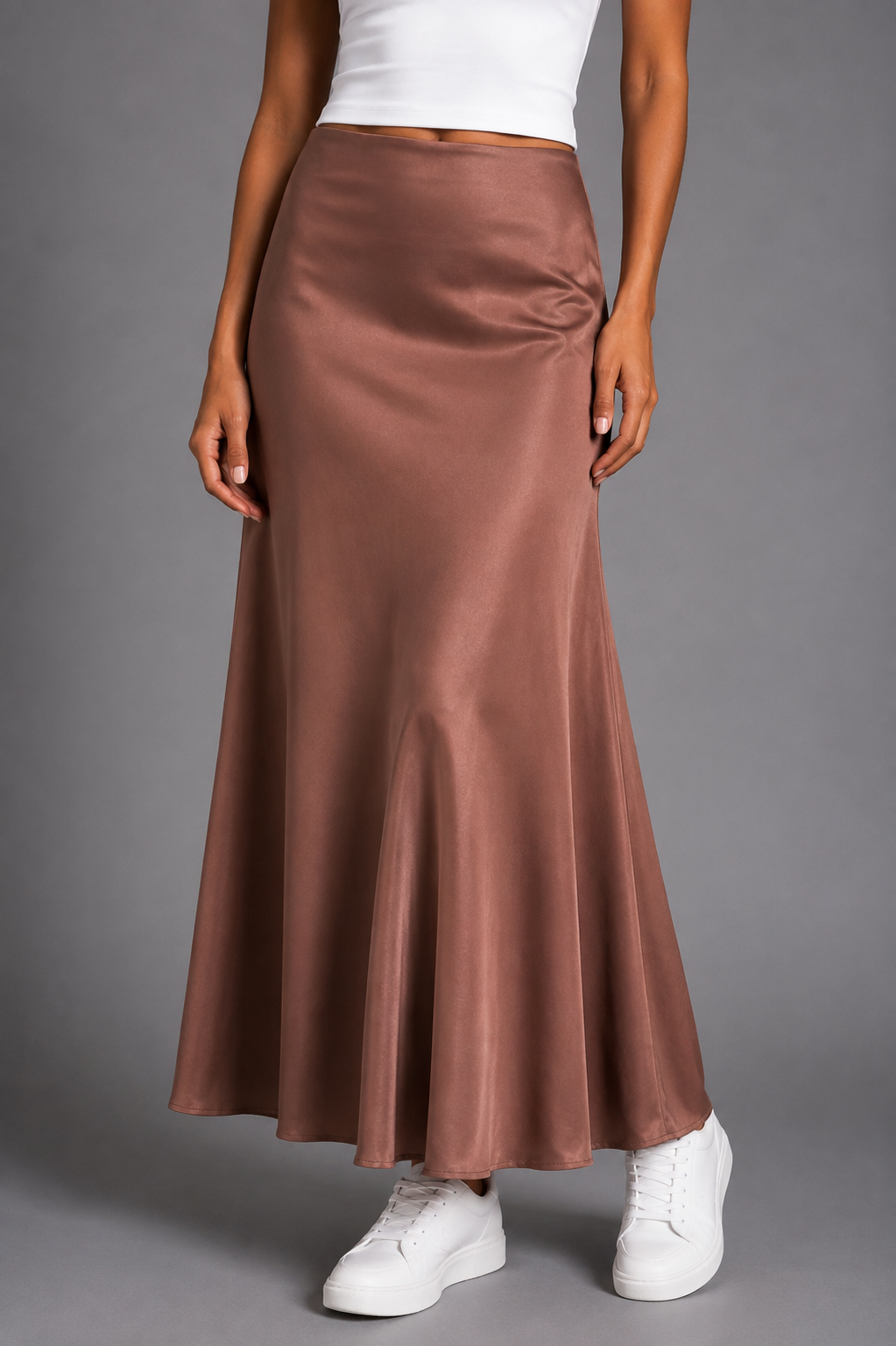 Long satin skirt