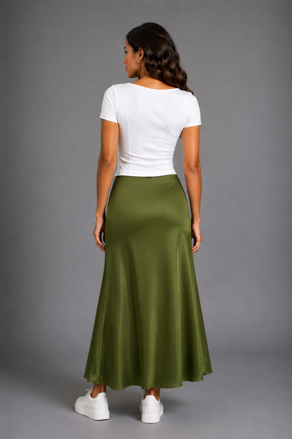 Long satin skirt