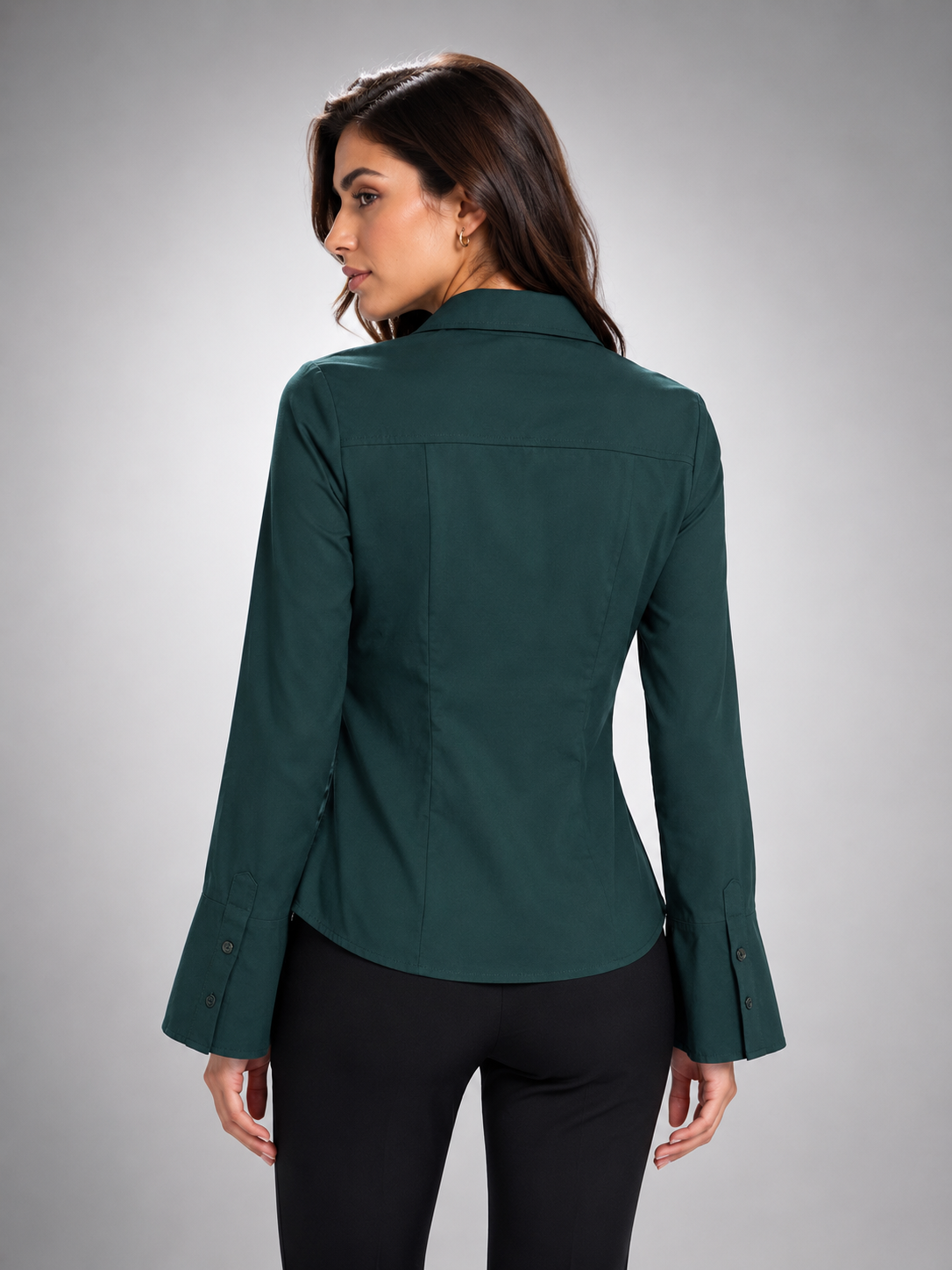 Short-fit olive green shirt