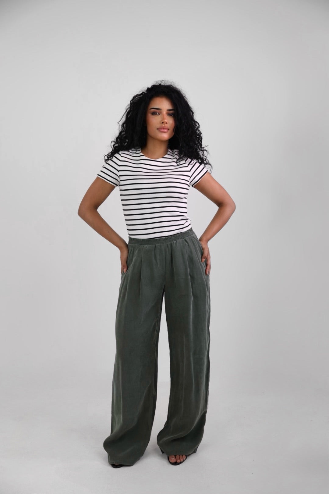 black and white striped t-shirt