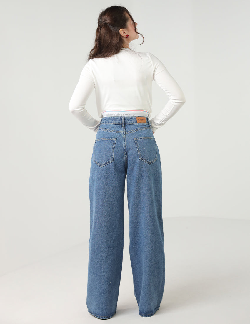 بنطلون جينز بخصر من طبقتين