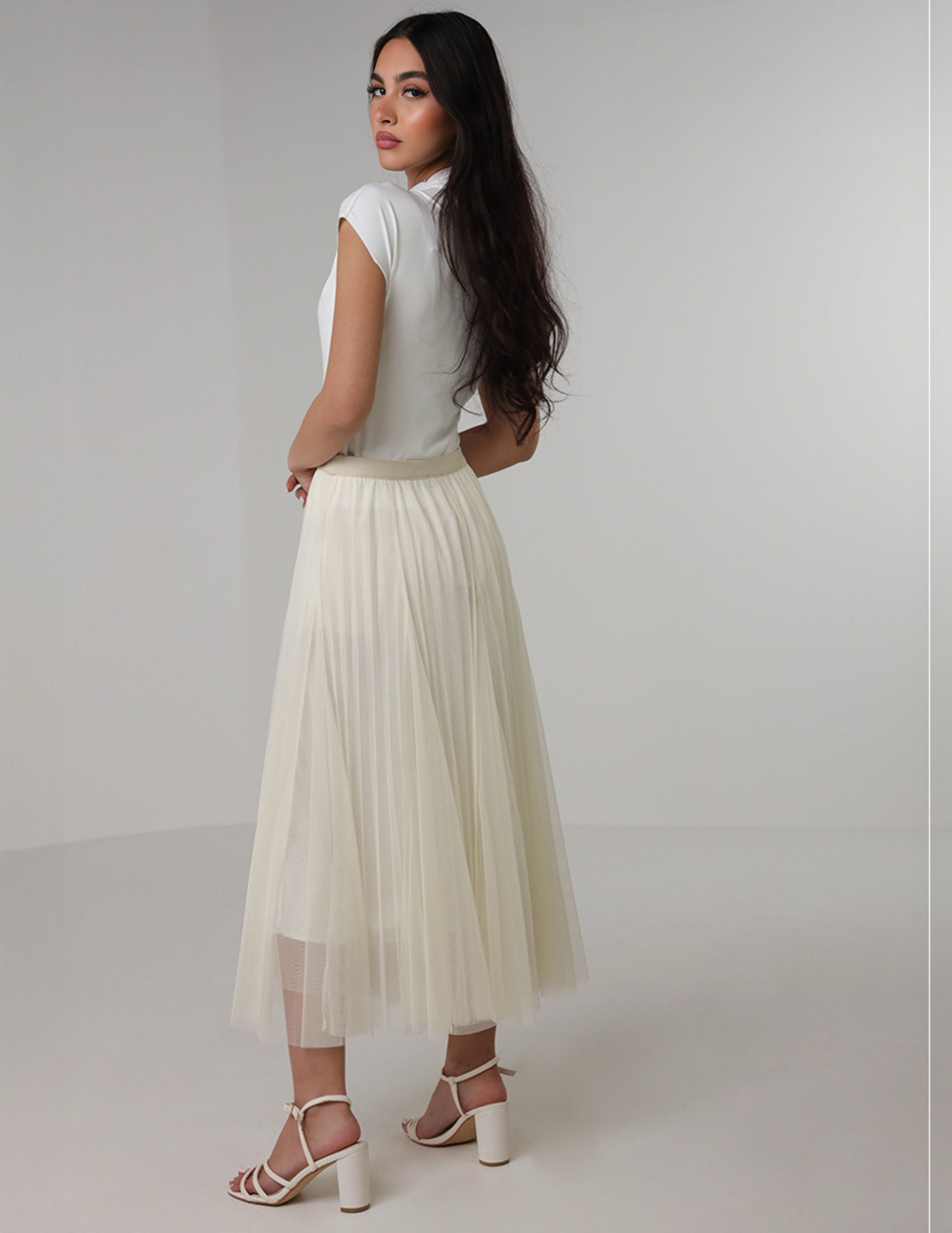 تنورة ماكسي مطوية من الشيفون