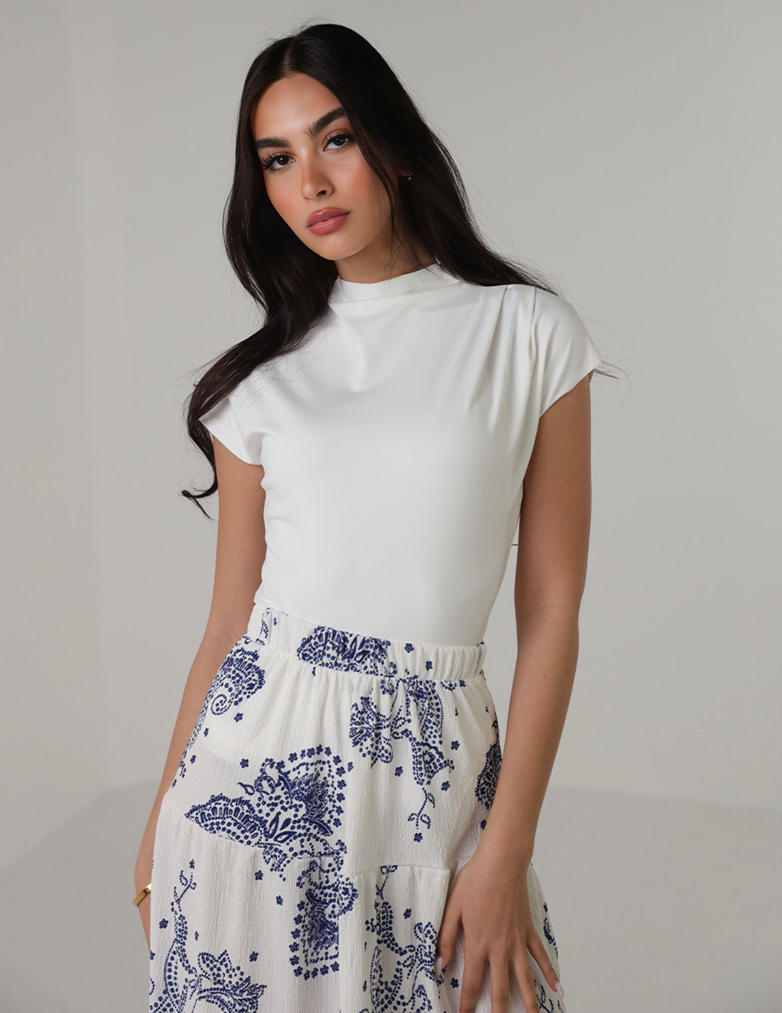 High-Neck Cap Sleeve Top