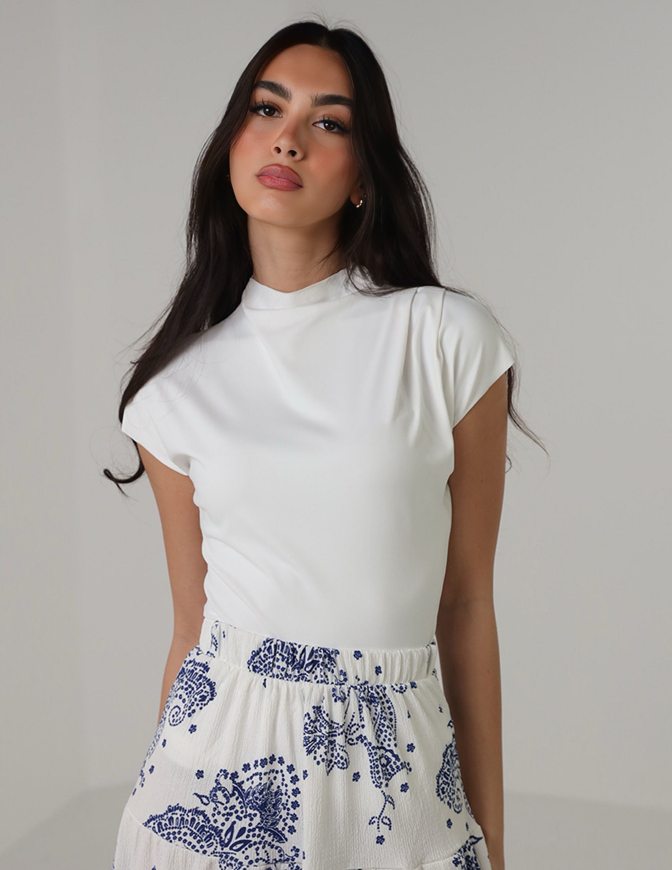 High-Neck Cap Sleeve Top