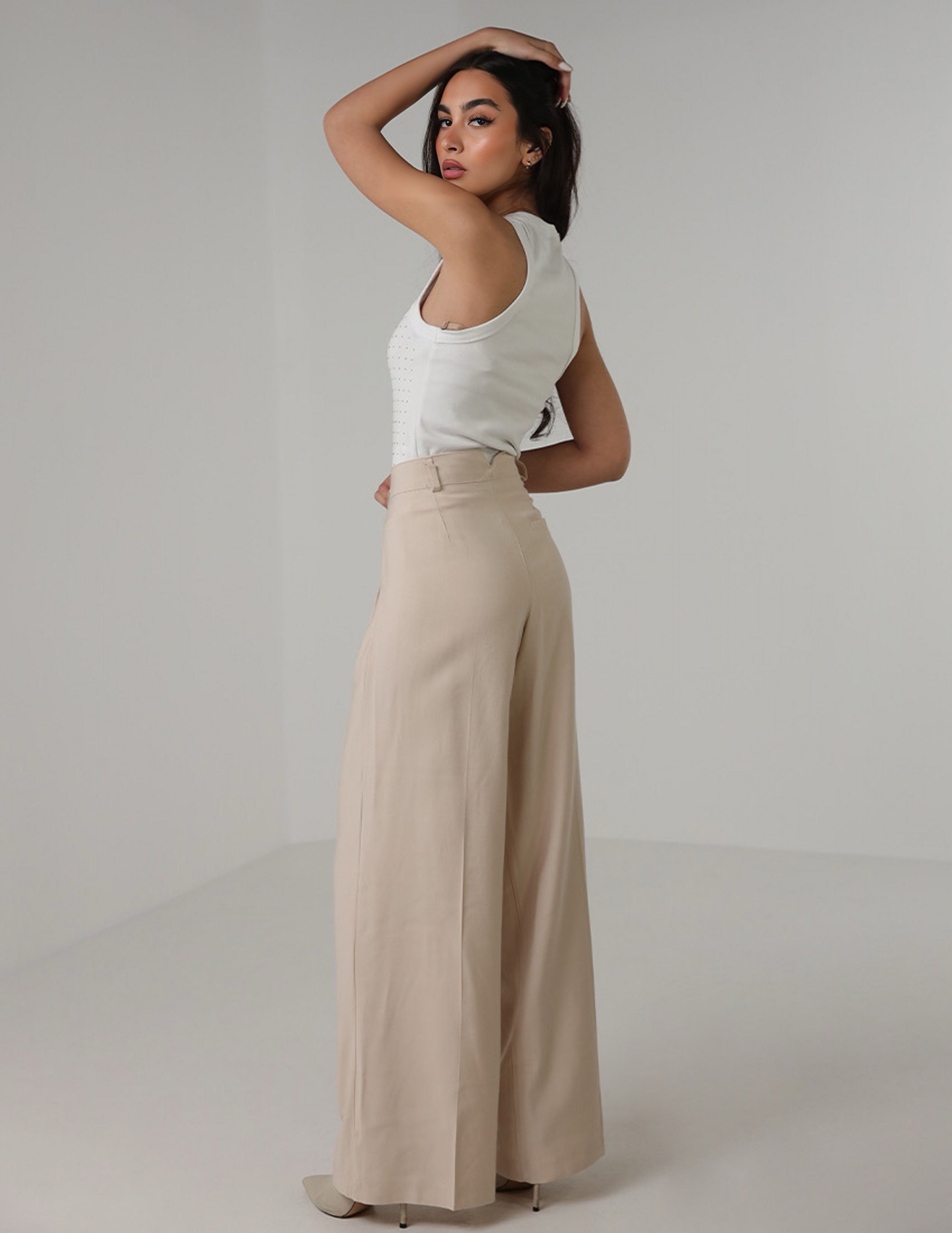 Wide-Leg Pleated Trousers
