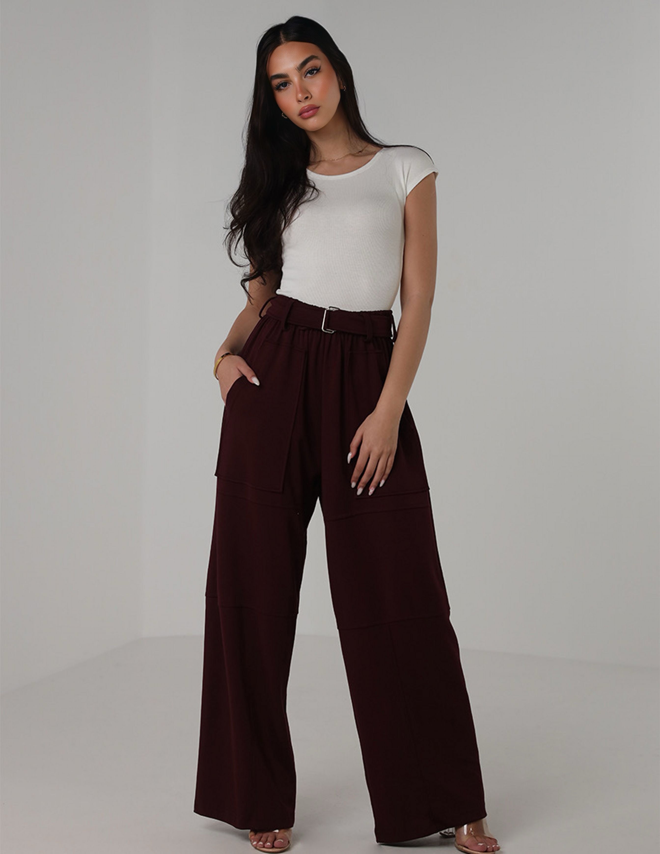 High-Waist Sweatpants with Belt