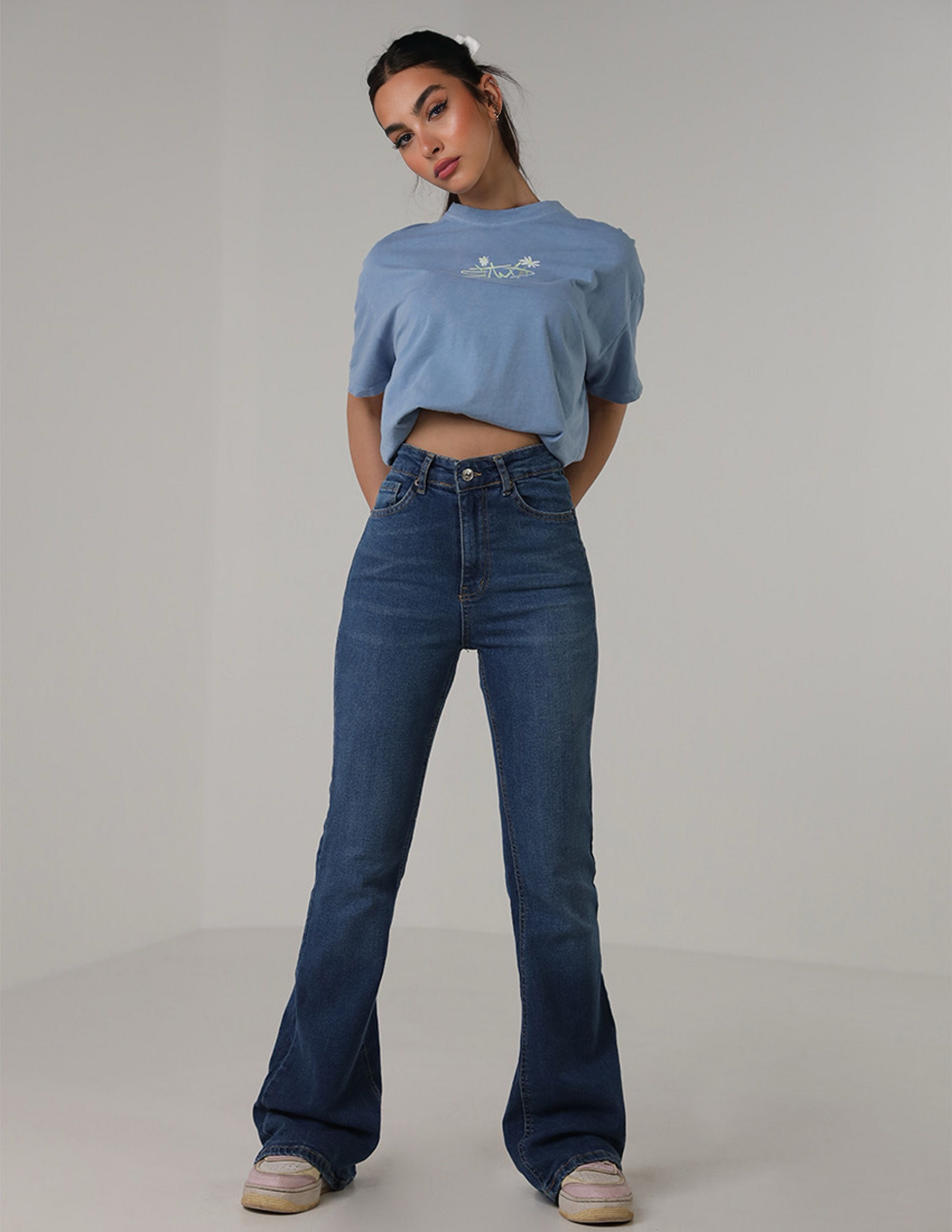 High-Waisted Flared Jeans