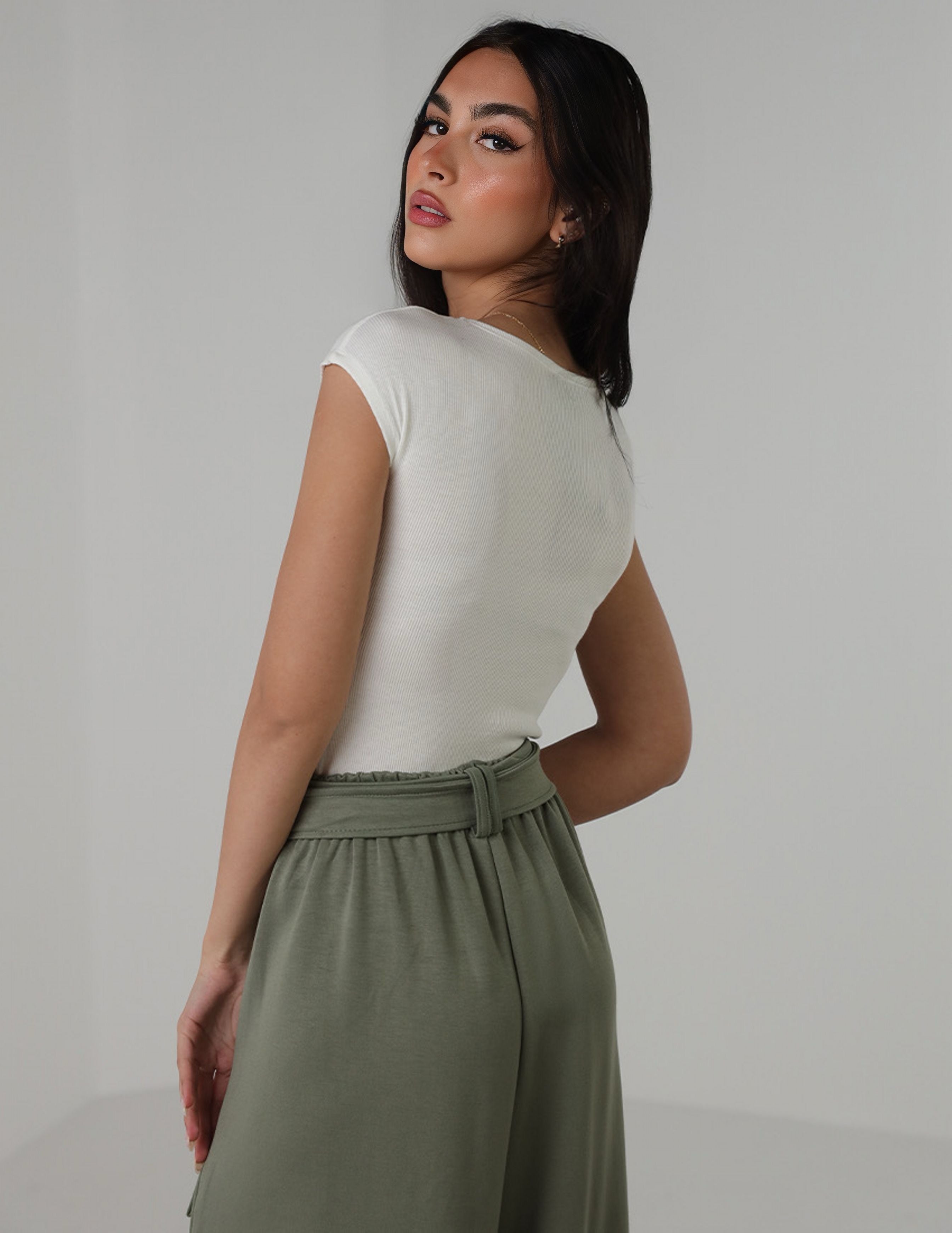 Cap Sleeve Ribbed T-Shirt