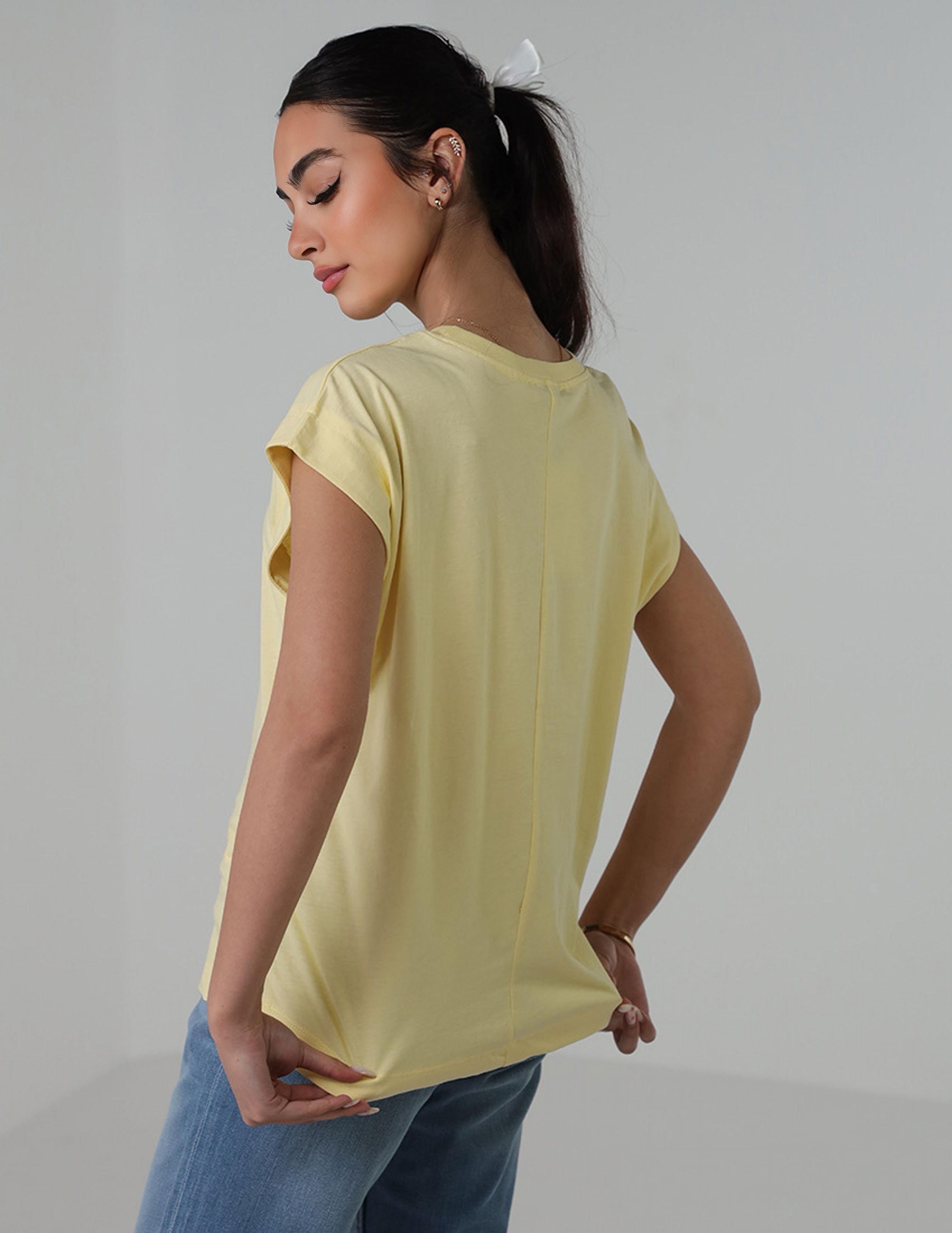 Loose Fit Cap Sleeve T-Shirt