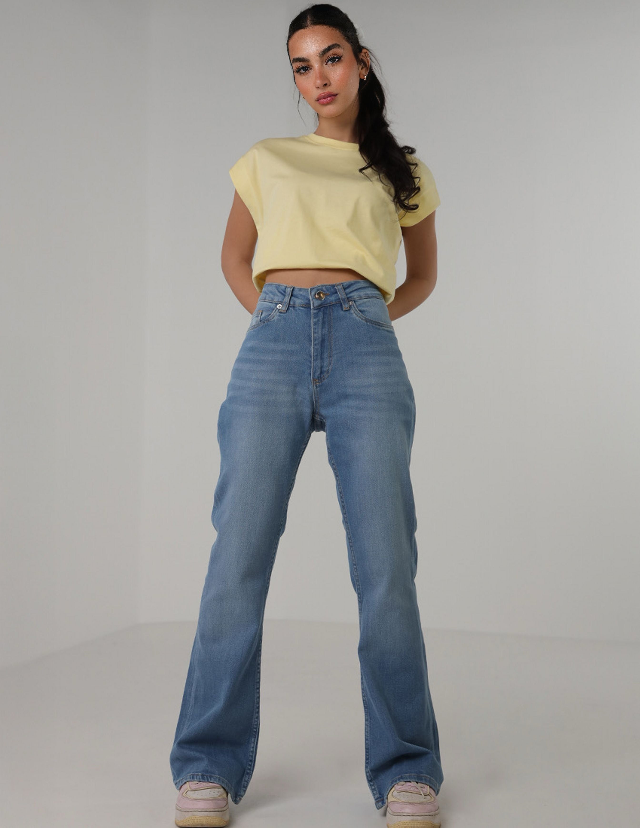 High-Waisted Flared Jeans