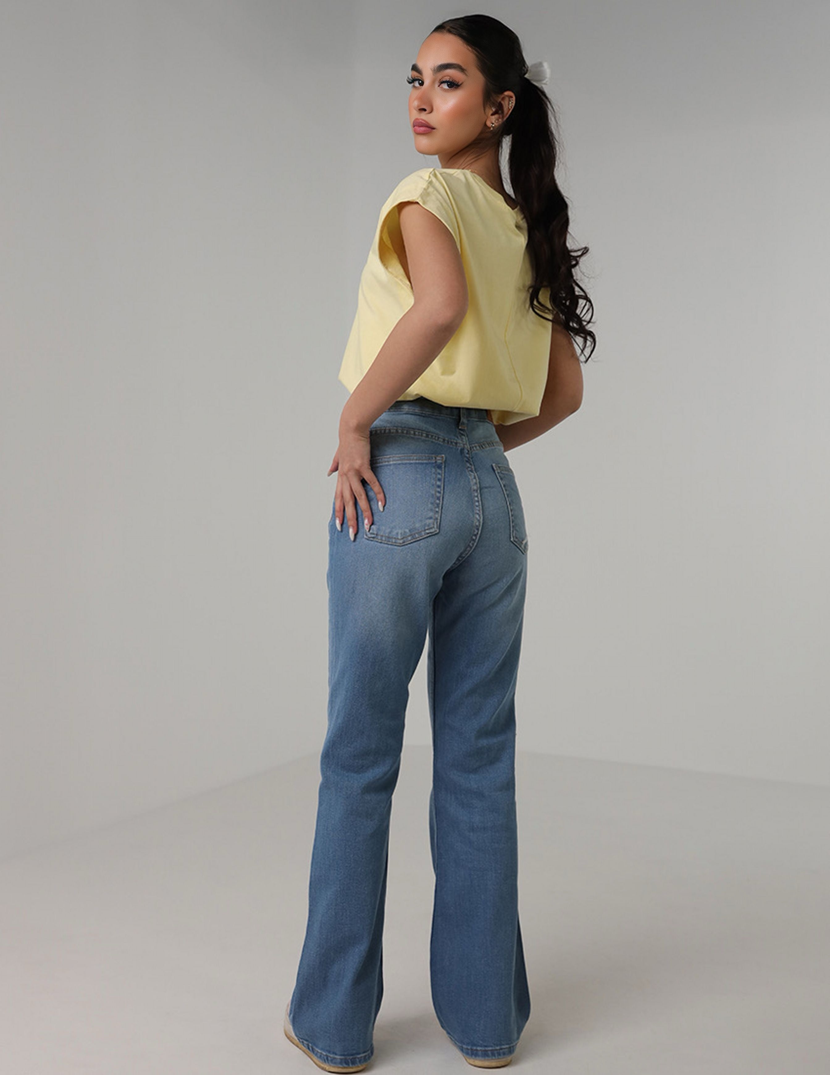 High-Waisted Flared Jeans