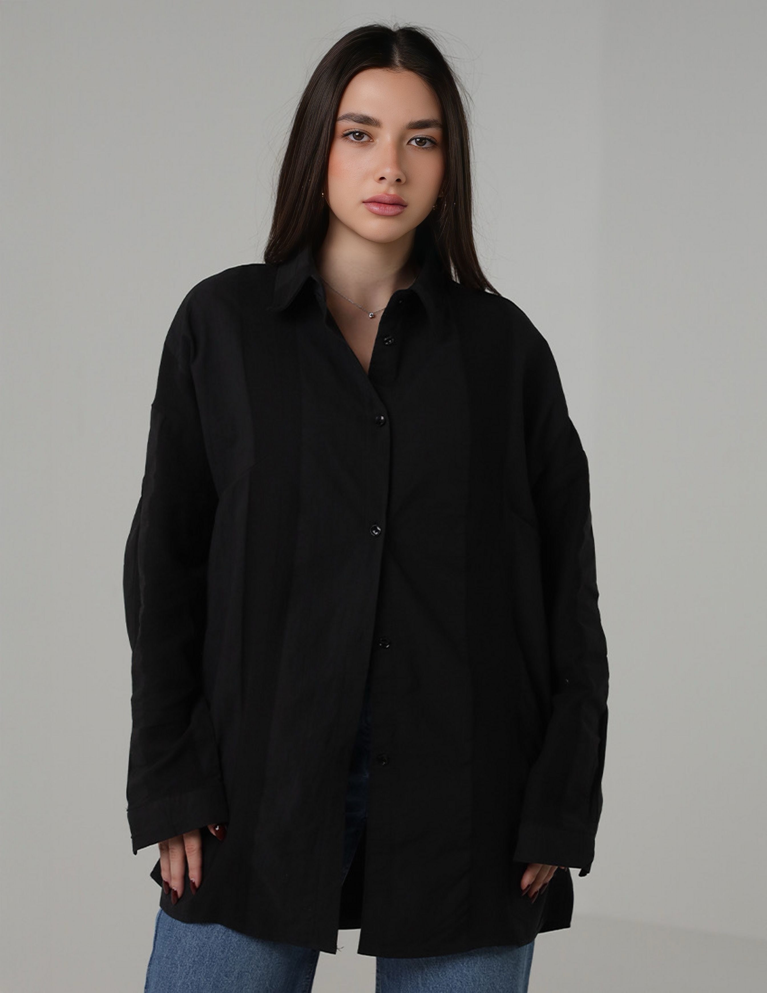 Oversized Cotton Button-Up Shirt