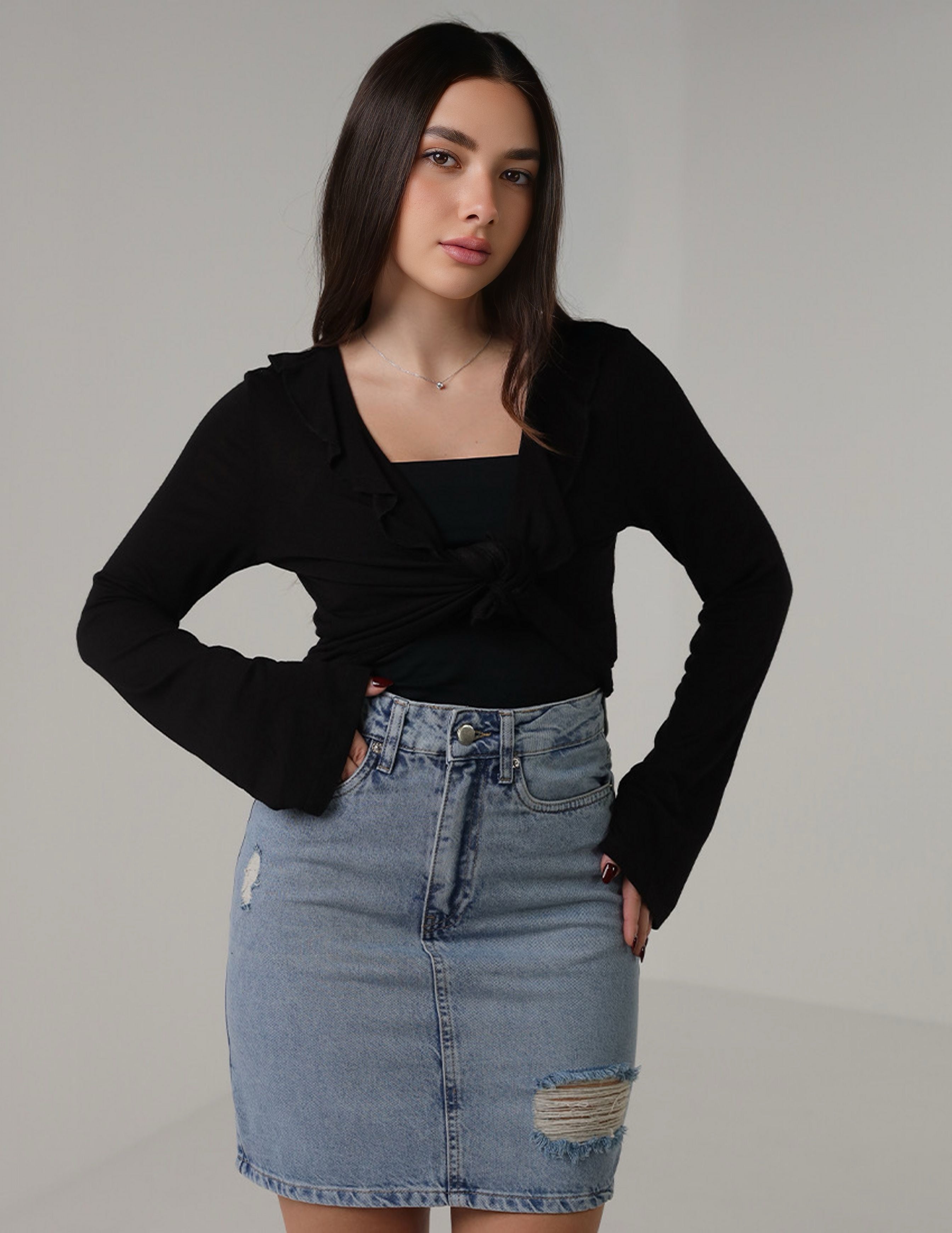 Denim short skirt