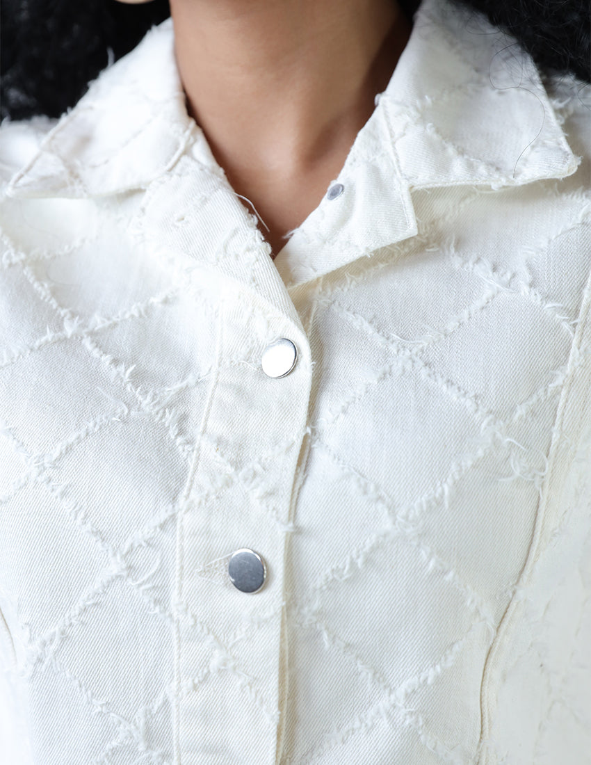 طقم جينز من قطعتين بنقشة ماسية