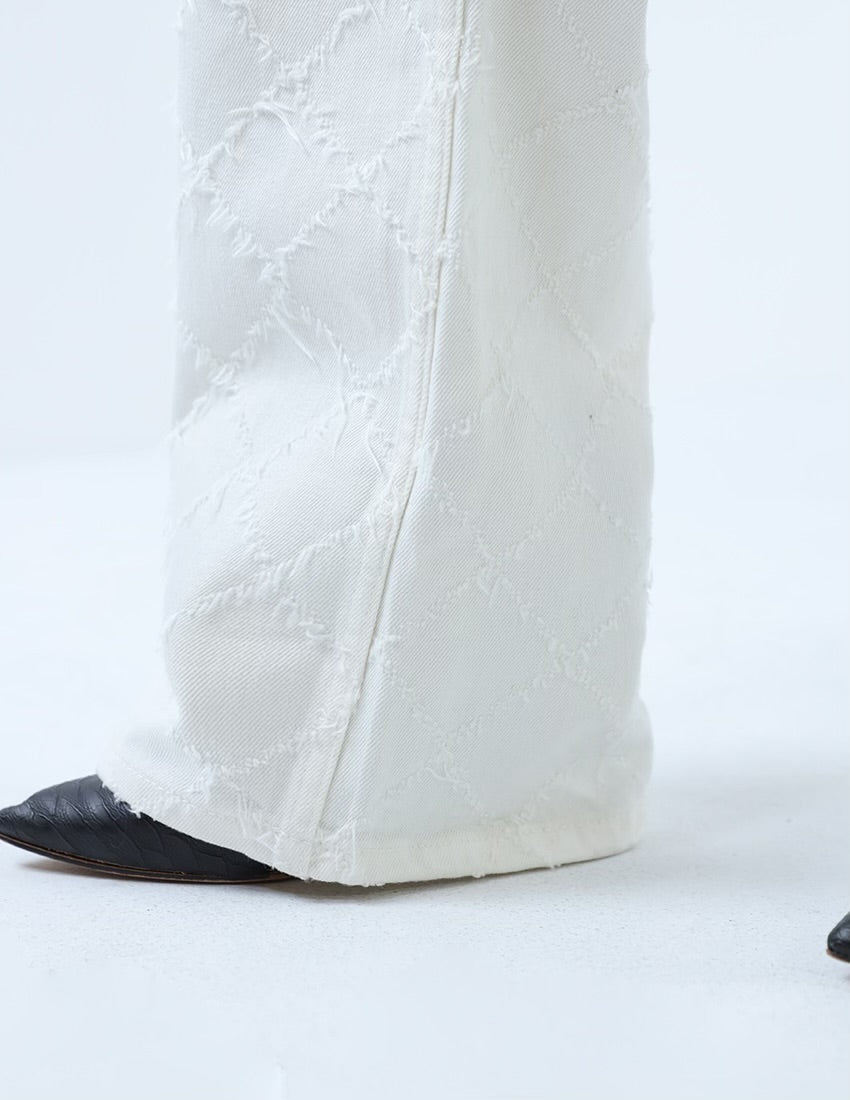 طقم جينز من قطعتين بنقشة ماسية