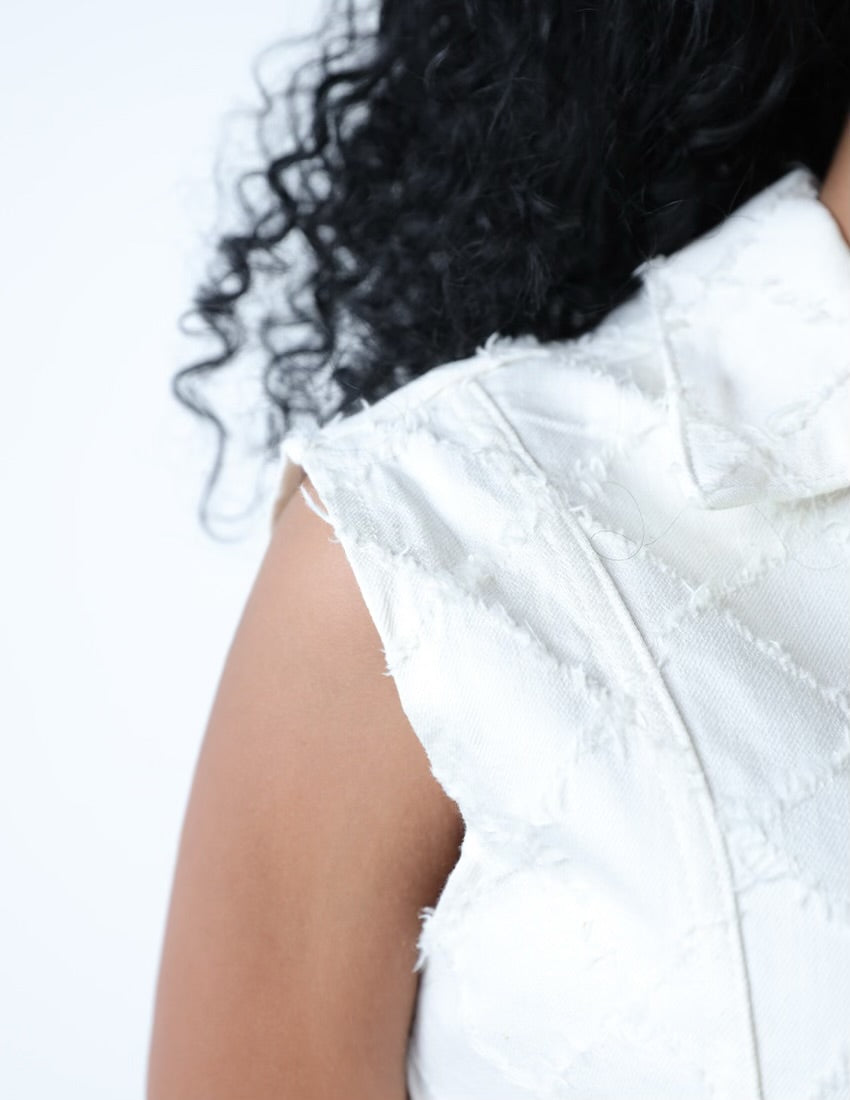 طقم جينز من قطعتين بنقشة ماسية