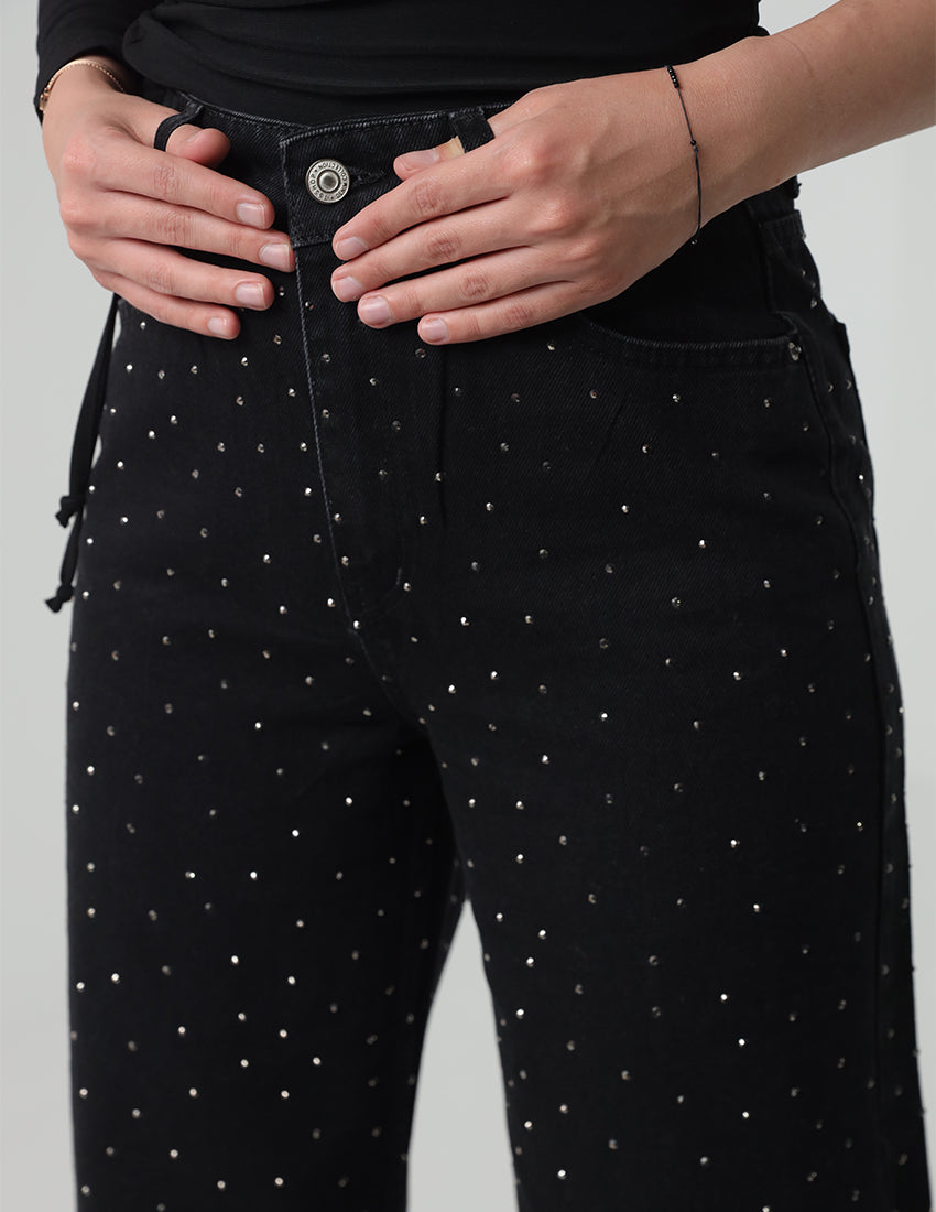 Black Strass Jeans