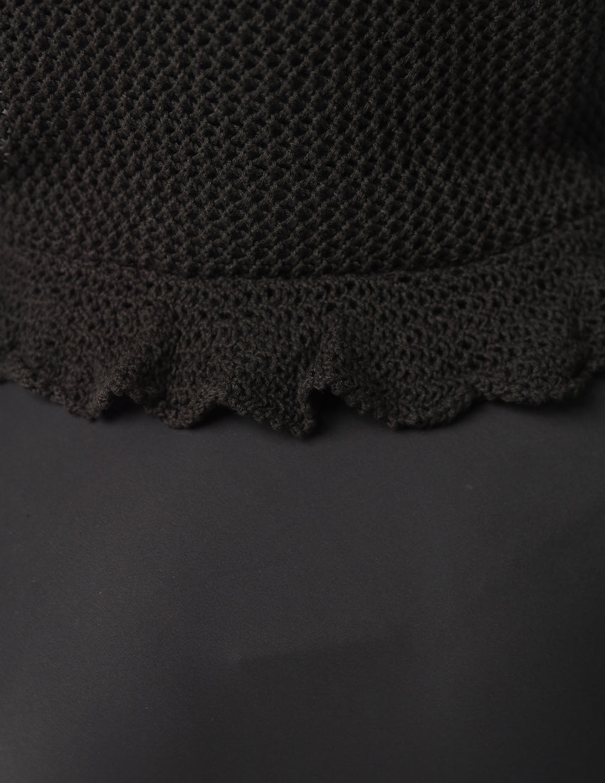 FlowTie Short Knitted Cardigan with Front Tie