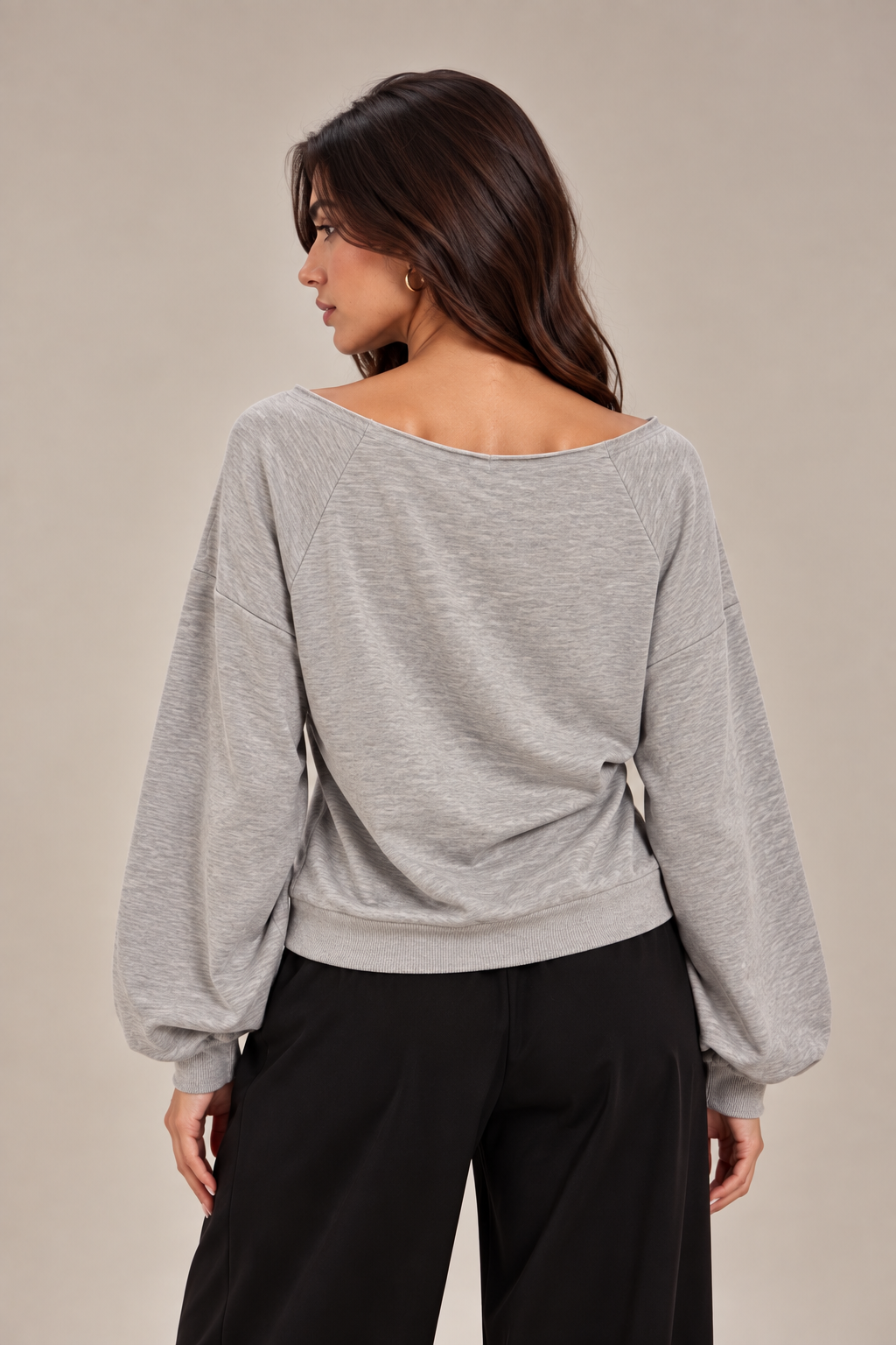 "COOL CITY 98" boat neck gray blouse with purple stars
