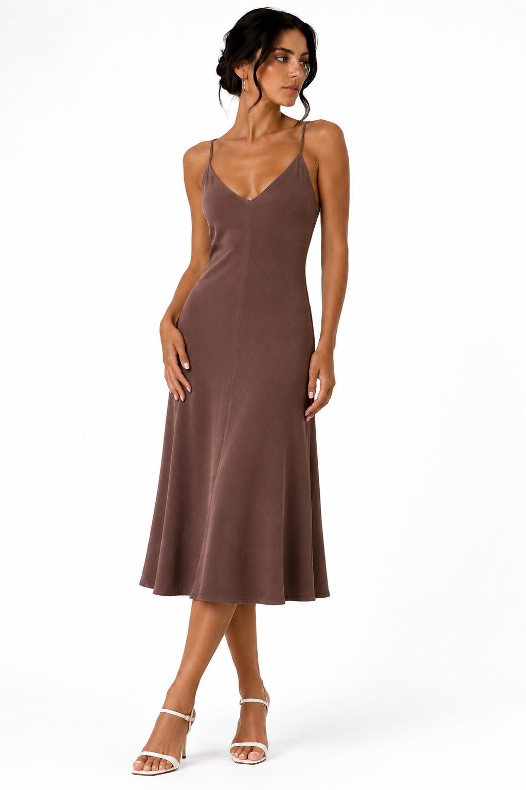 Sleeveless loose-fitting midi dress