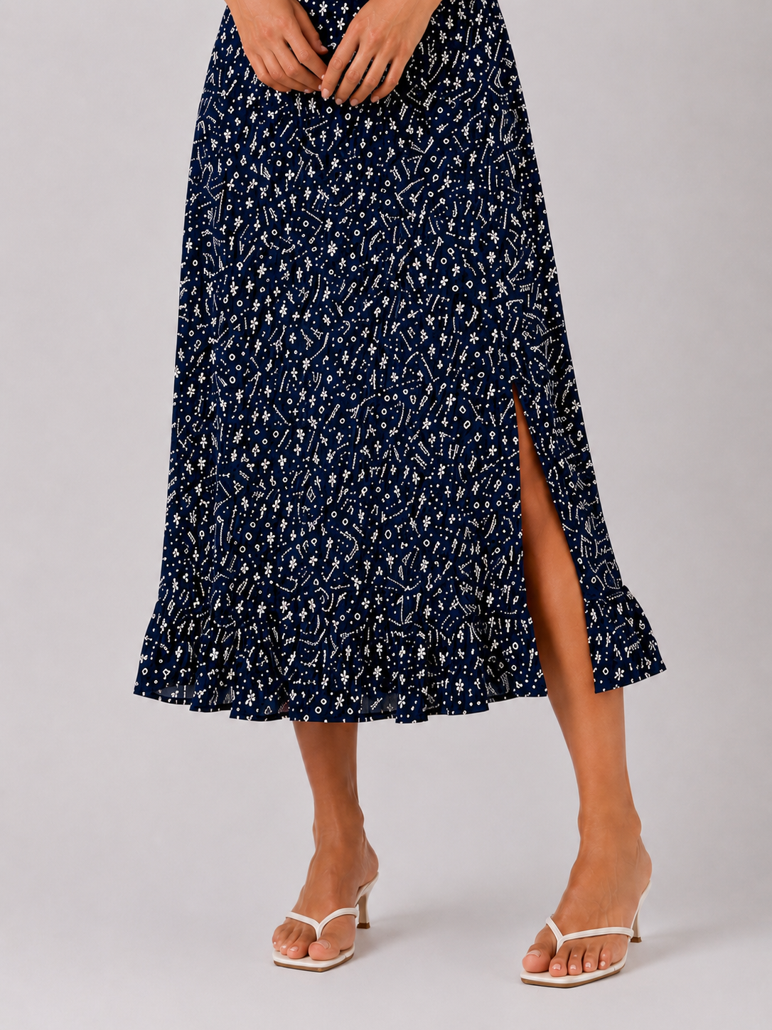 Long navy blue floral dress