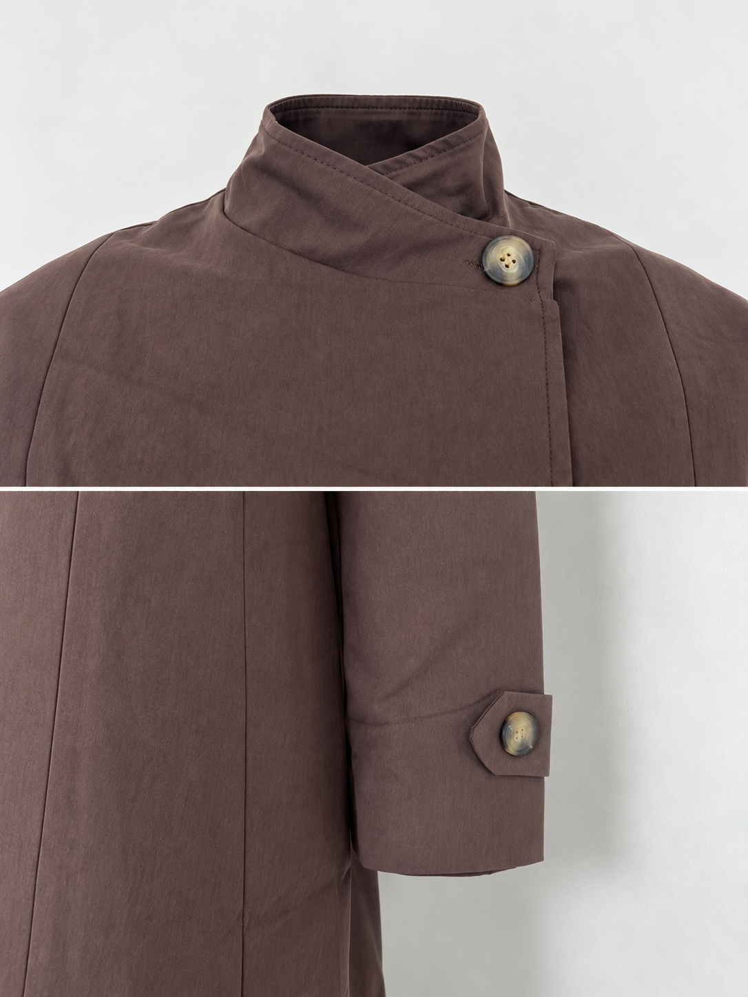Long open coat with a button at the collar
