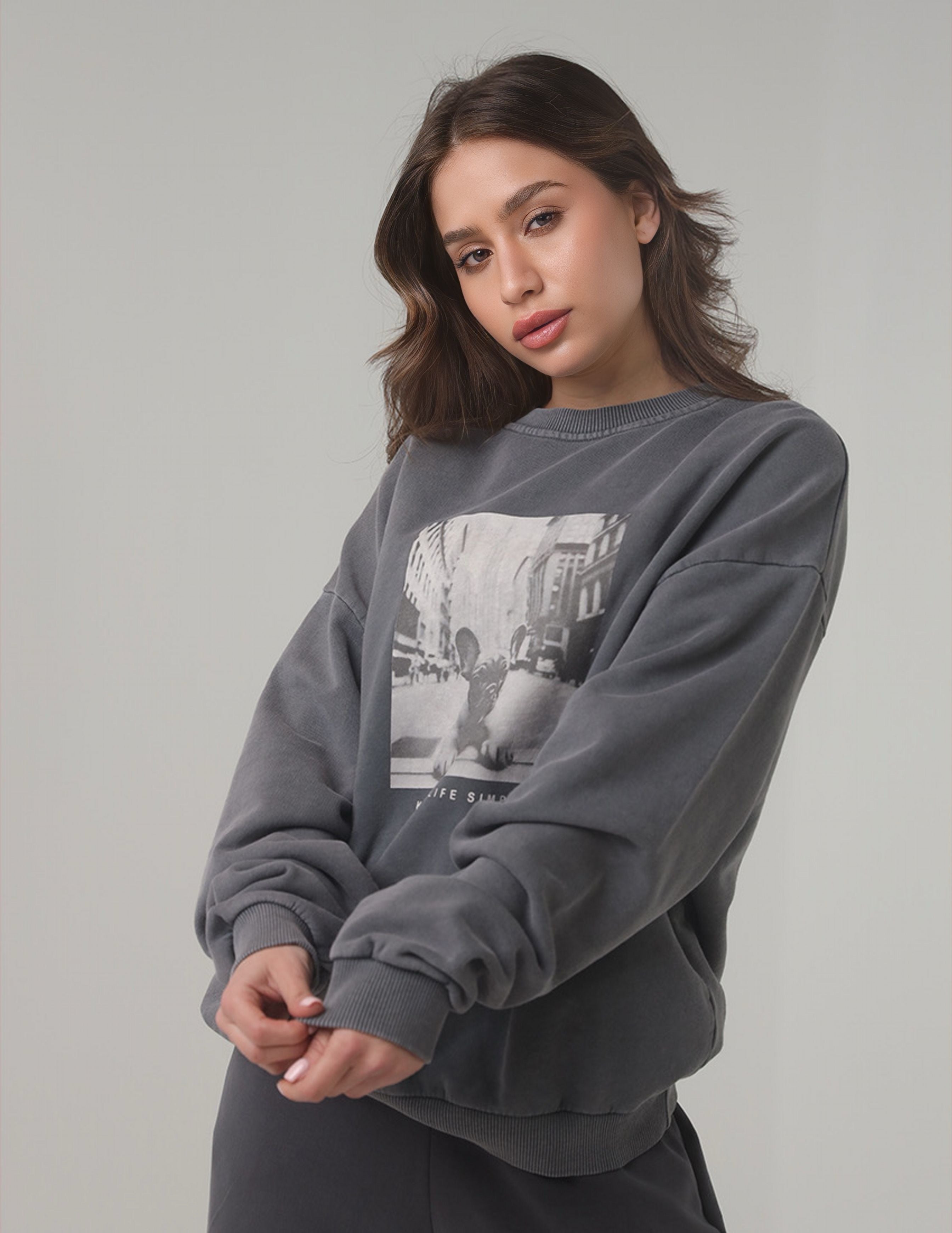 Grey Printed Sweater