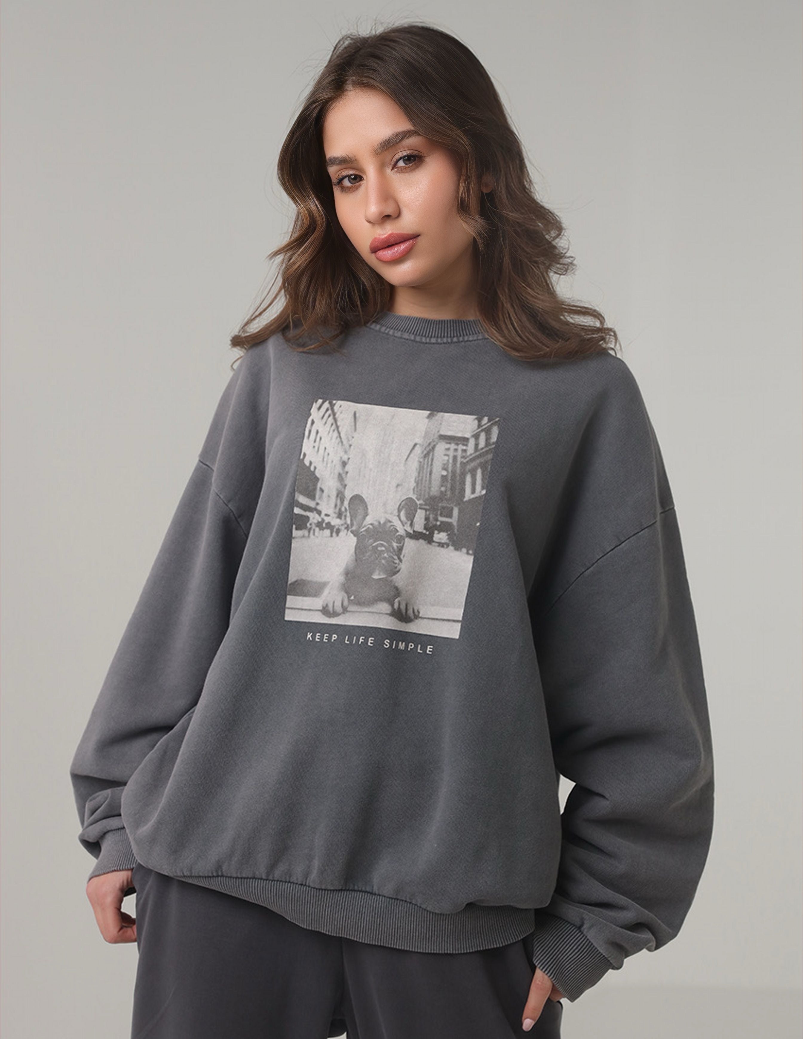 Grey Printed Sweater