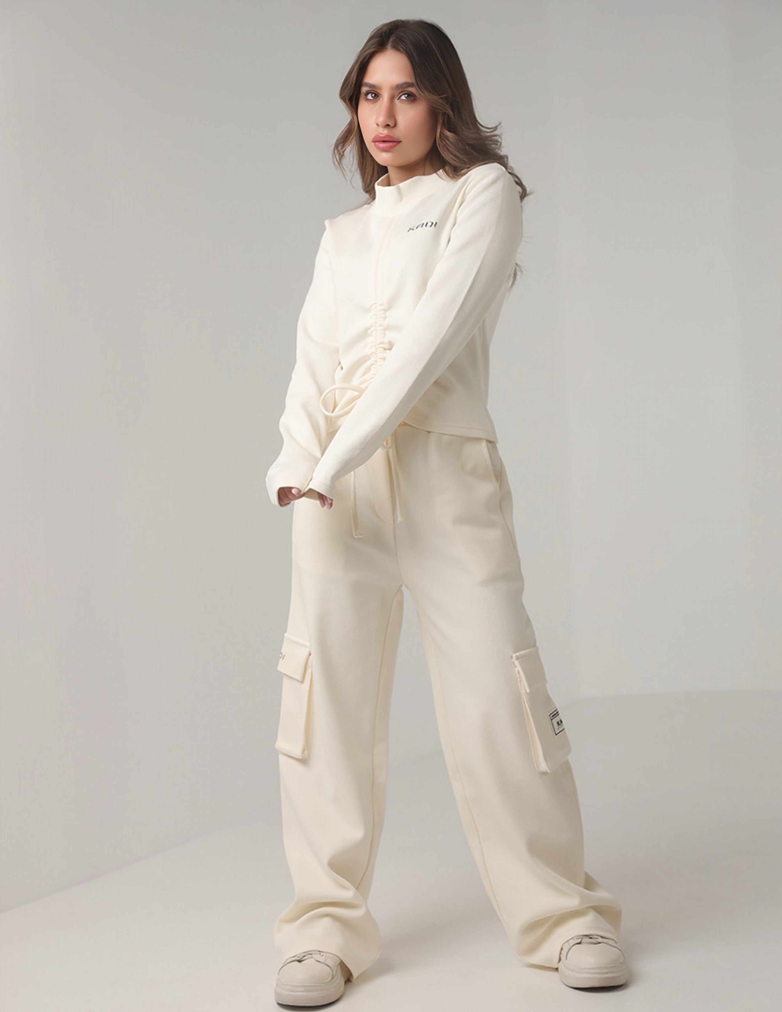 Ribbed Tracksuit Set with Cropped Sweatshirt