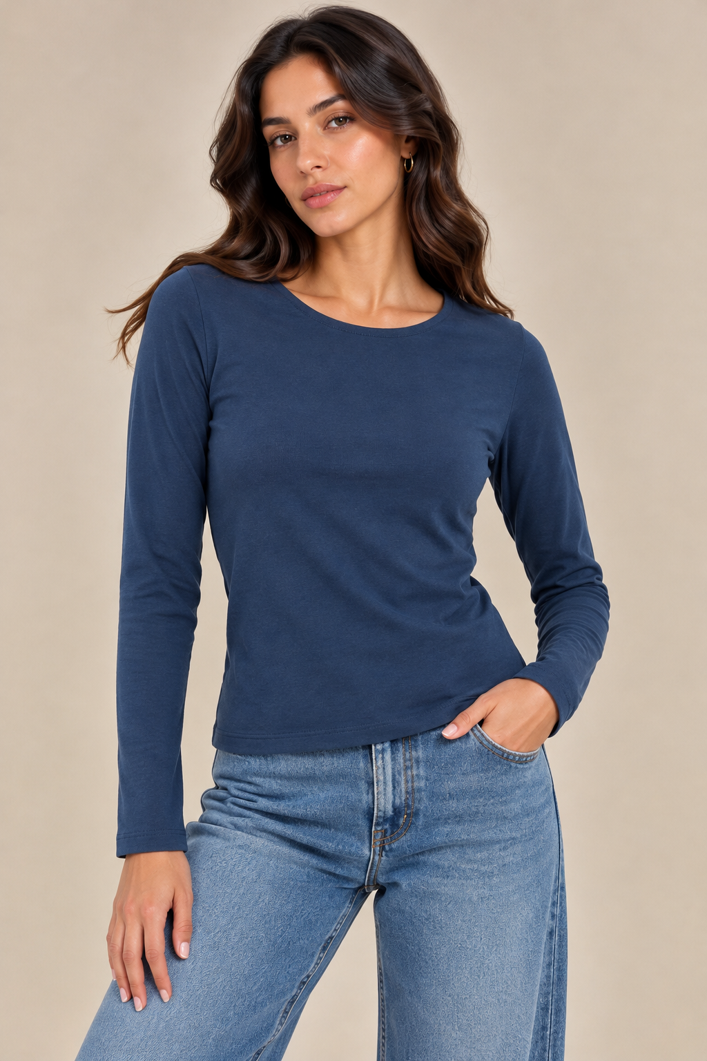 Top body sleeve basic round neck