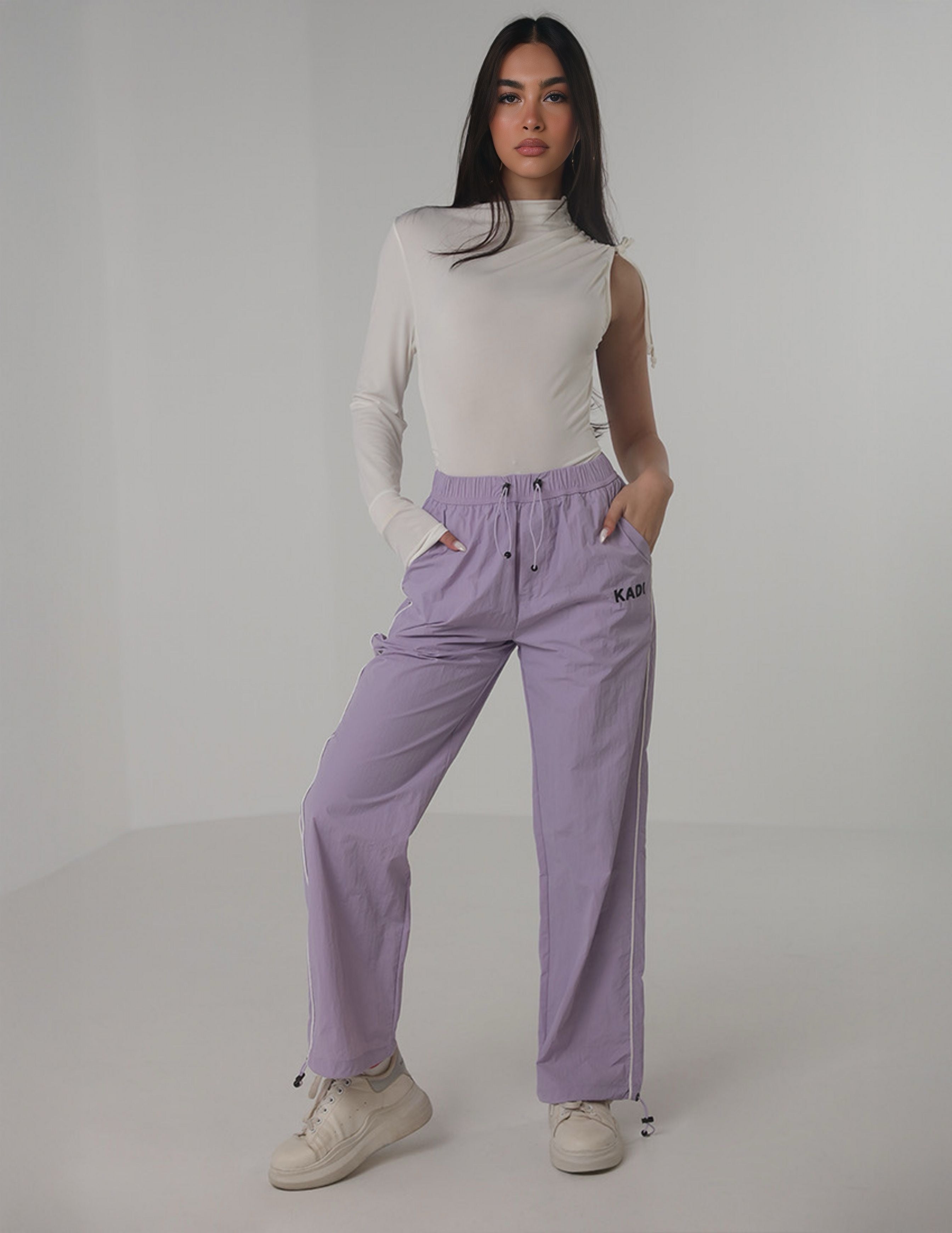 Elastic Waist Straight-Leg Track Pants