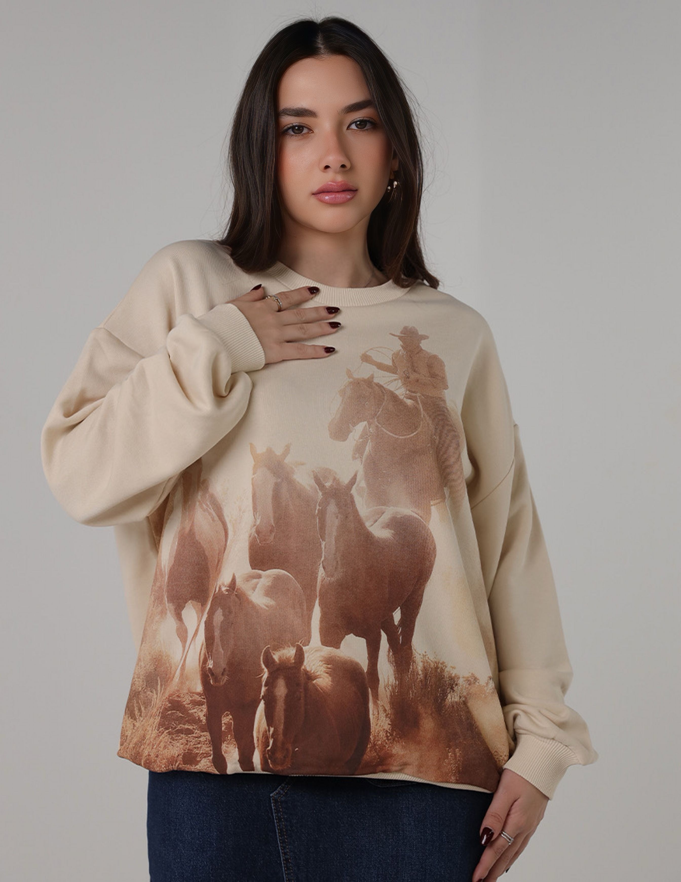 سويت شيرت رعاة البقر الجرافيكي