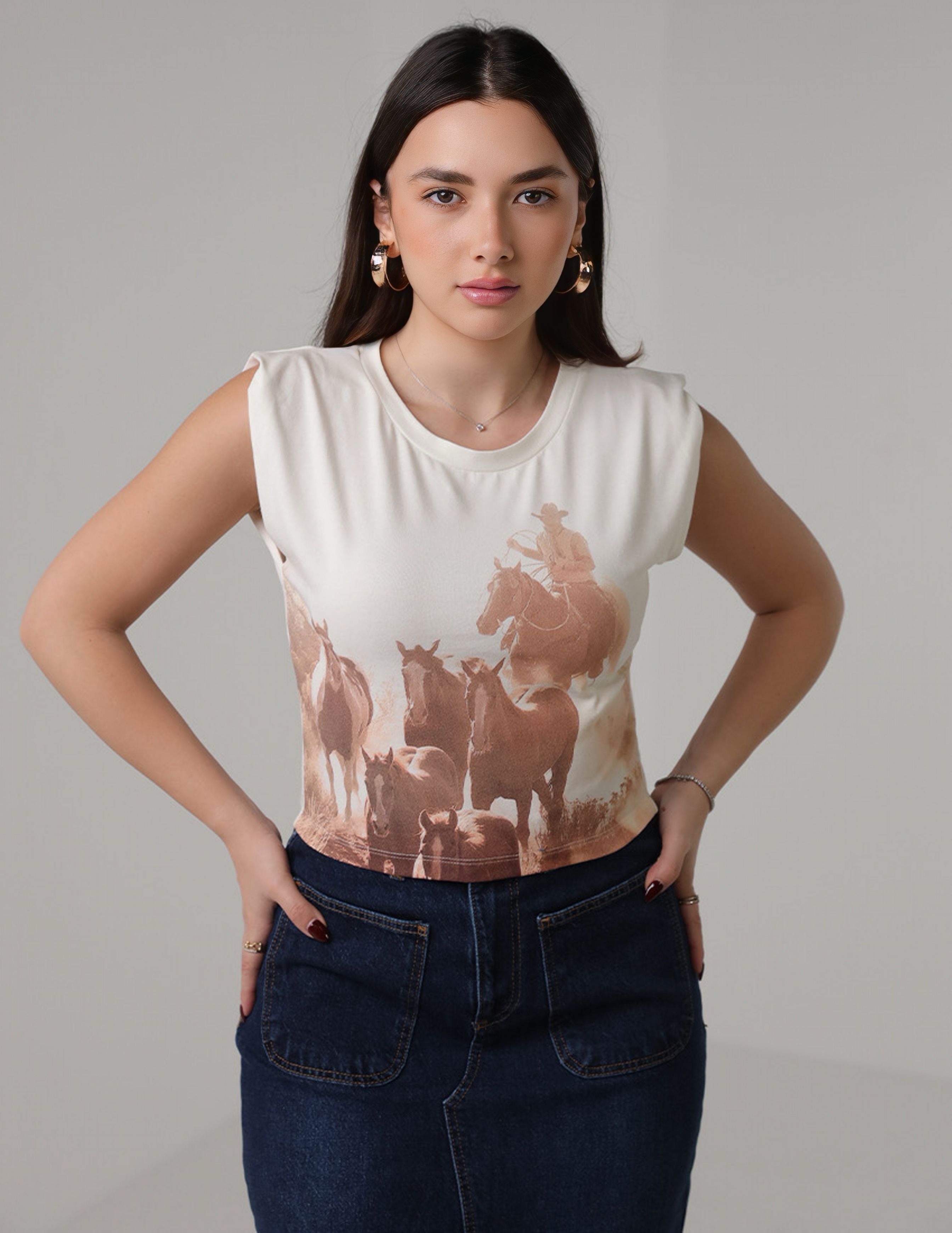 Graphic "Horse" Sleeveless Top