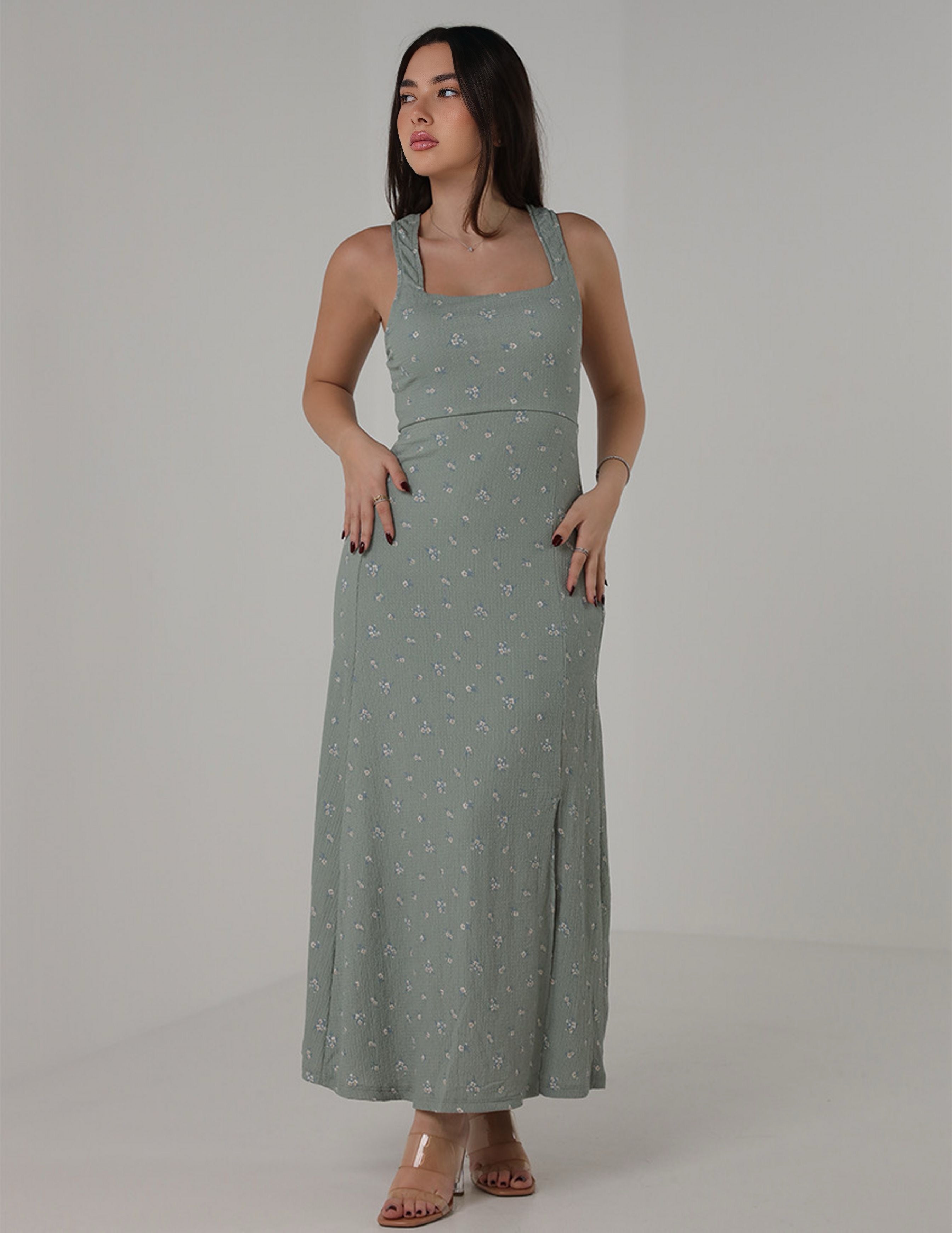 فستان ماكسي بطبعة زهور