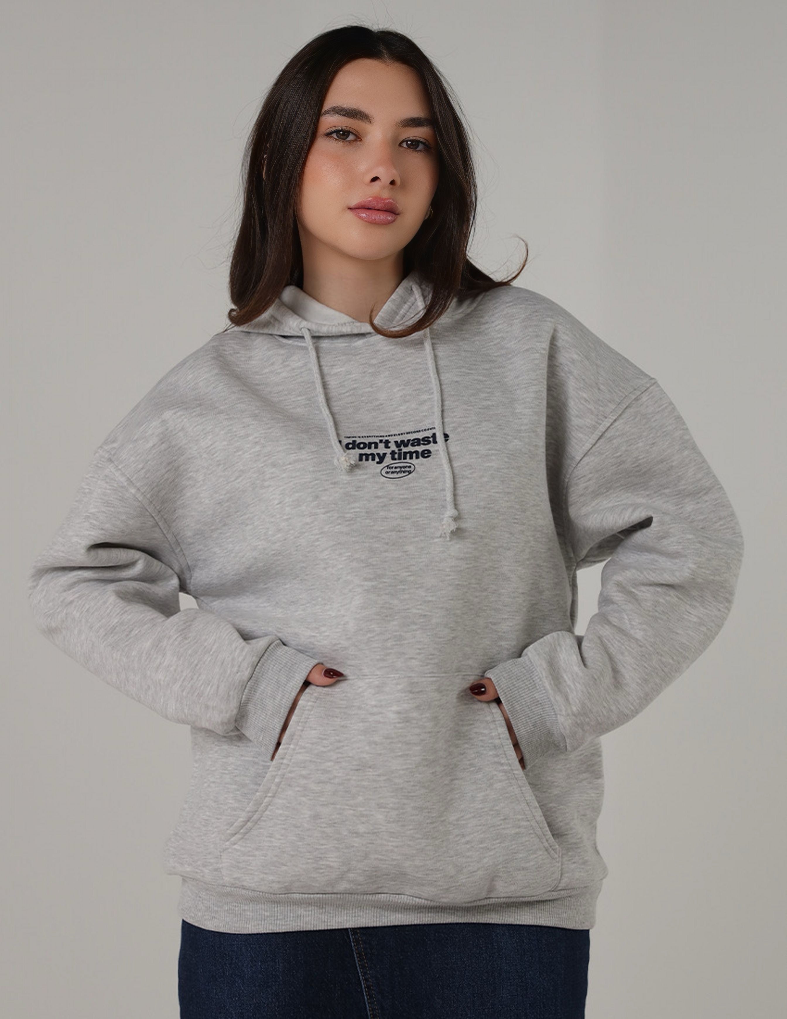 Grey Printed Hoodie