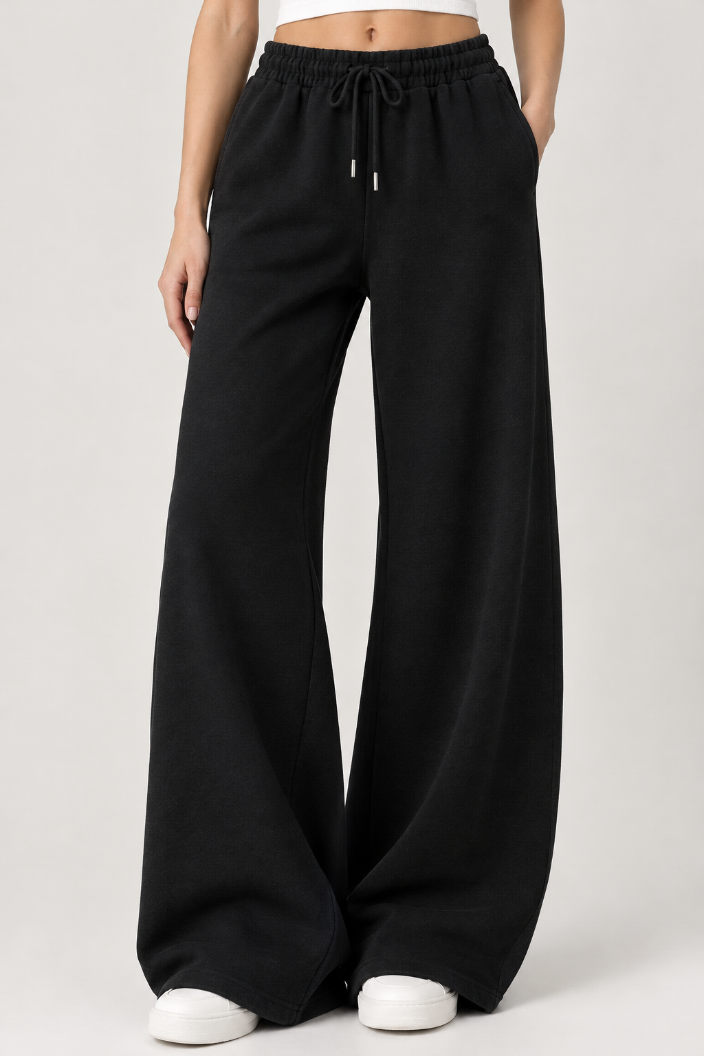 Sweatpants Straightcut Cotton Tie Waist