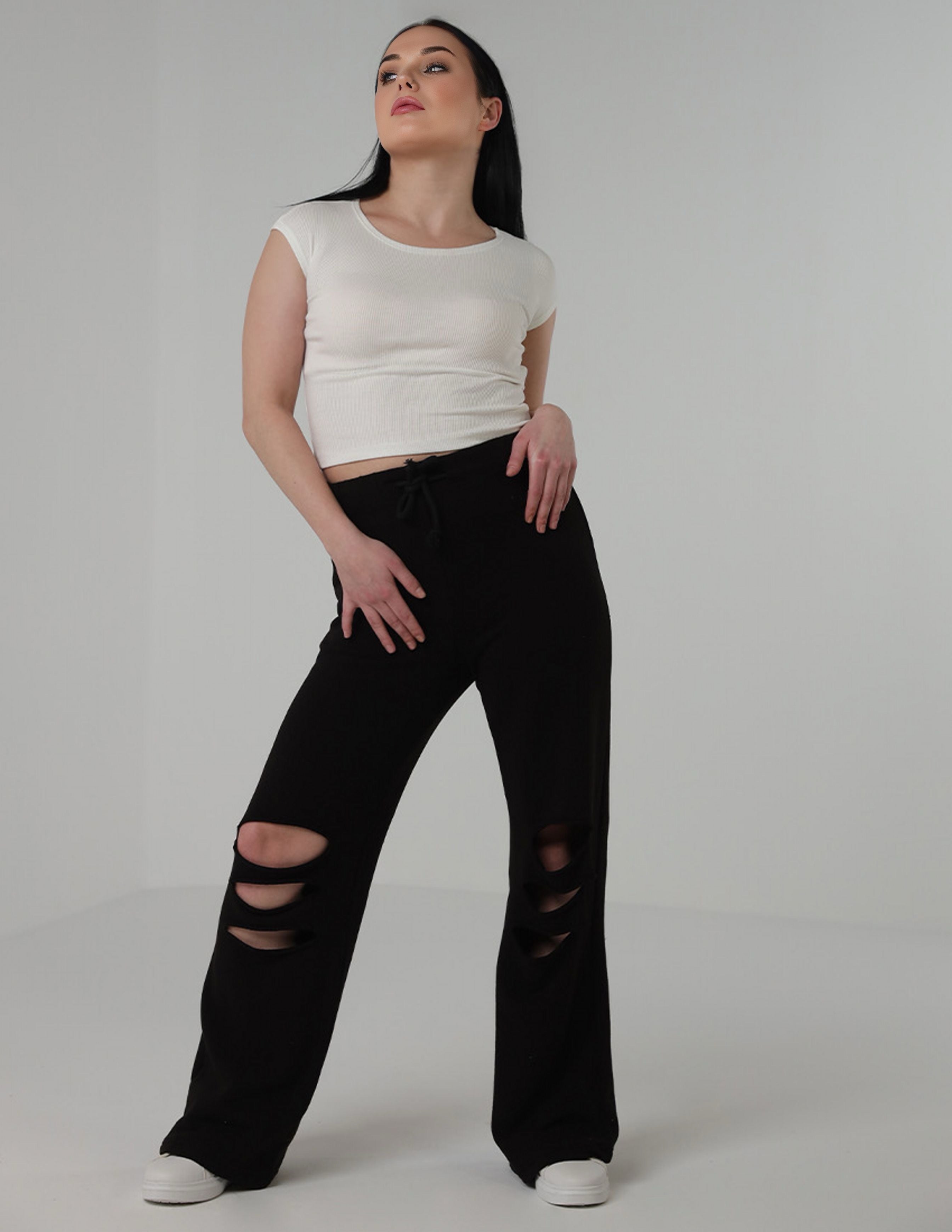 High-Waist Ripped Sweatpants