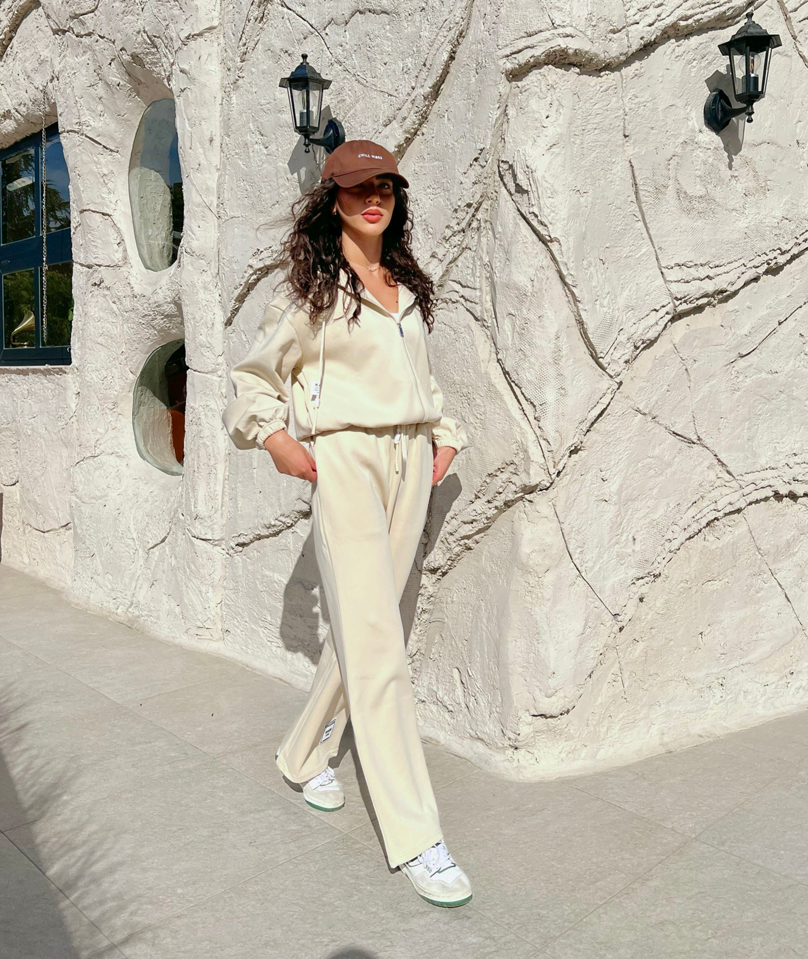 Zip-Up Hoodie Tracksuit with Wide-Leg Pants